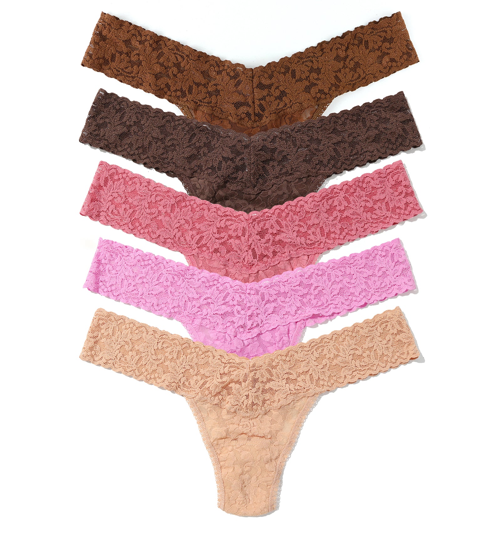 Hanky Panky 5-PACK Signature Lace Low Rise Thong (49115PK),Outline - Outline,One Size