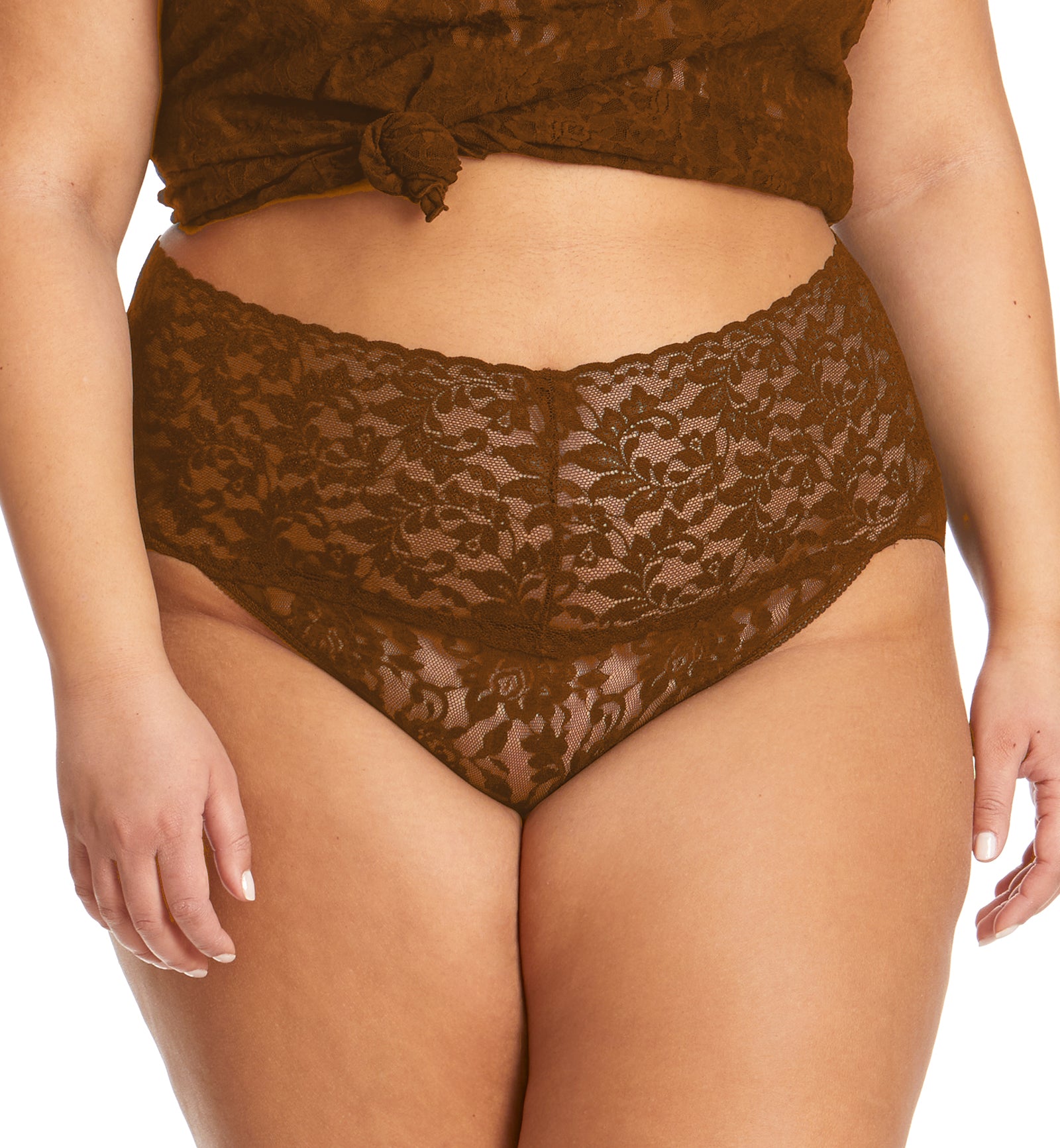 Hanky Panky Retro Lace V-kini PLUS (9K2124X),2X,Macchiato - Macchiato,2X