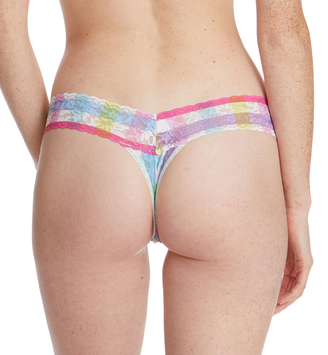 Hanky Panky Signature Lace Printed Low Rise Thong (PR4911P),Cheery Check - Cheery Check,One Size