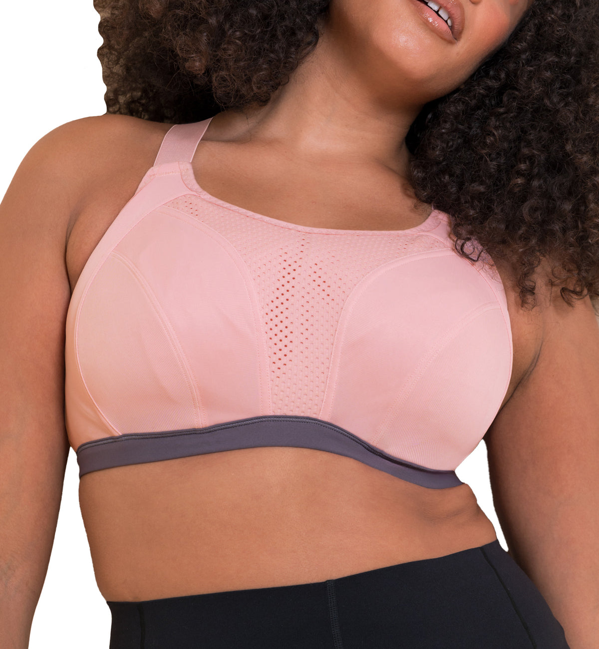 Curvy Kate Everymove Underwire Sports Bra (CK043113),30F,Blush/Charcoal - Blush/Charcoal,30F