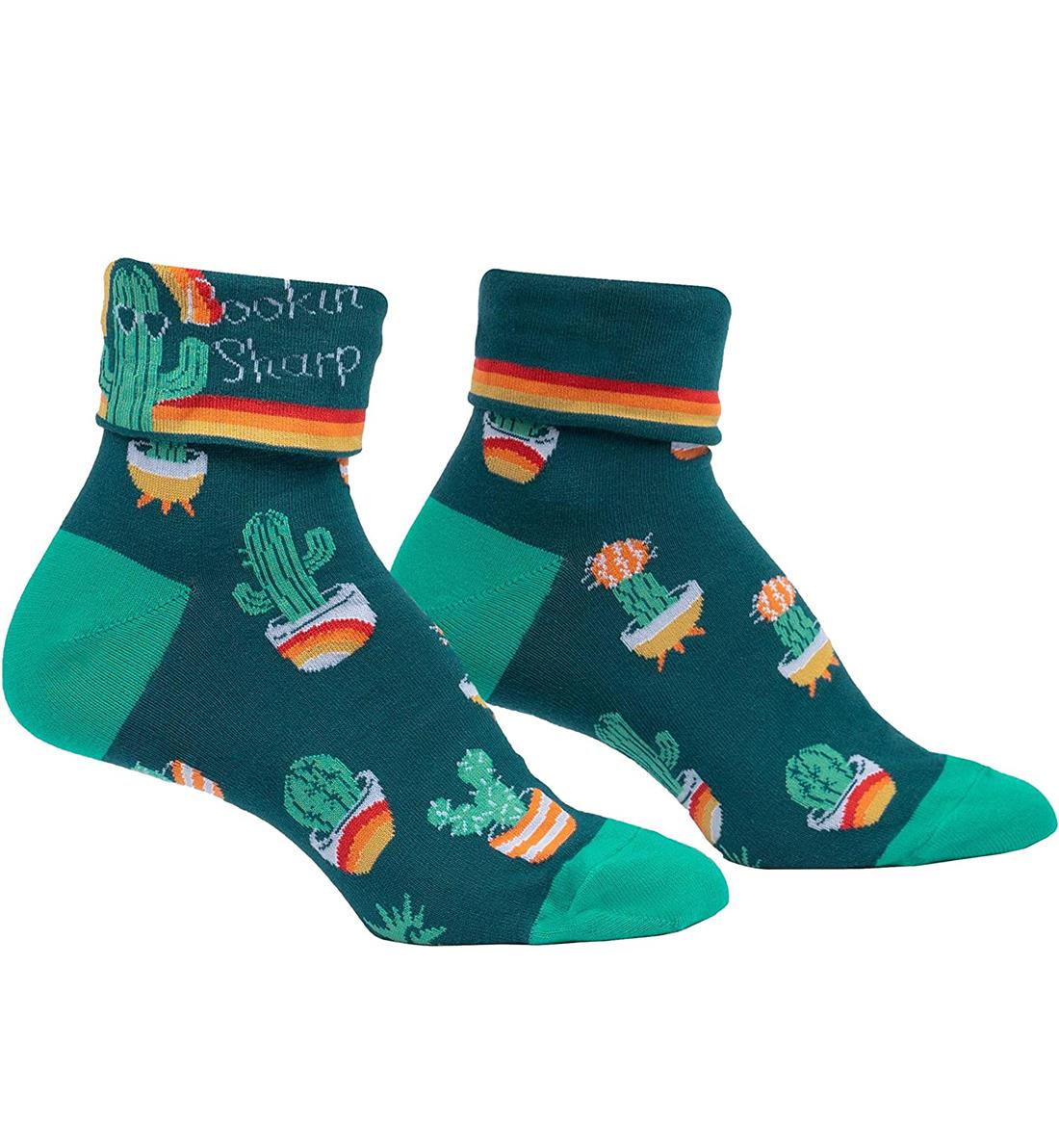 SOCK it to me 2-Way Turn Cuff Crew Socks (Q0015),Lookin' Sharp - Lookin' Sharp,One Size