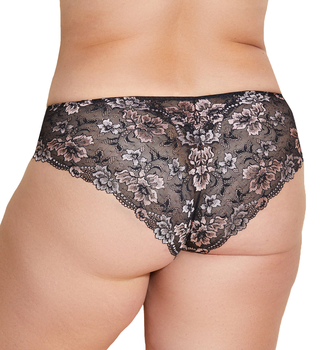Cosabella Savona Low Rise Extended Size Hotpant (SAVON0742P),12/14,Black/Mandorla - Black/Mandorla,12/14