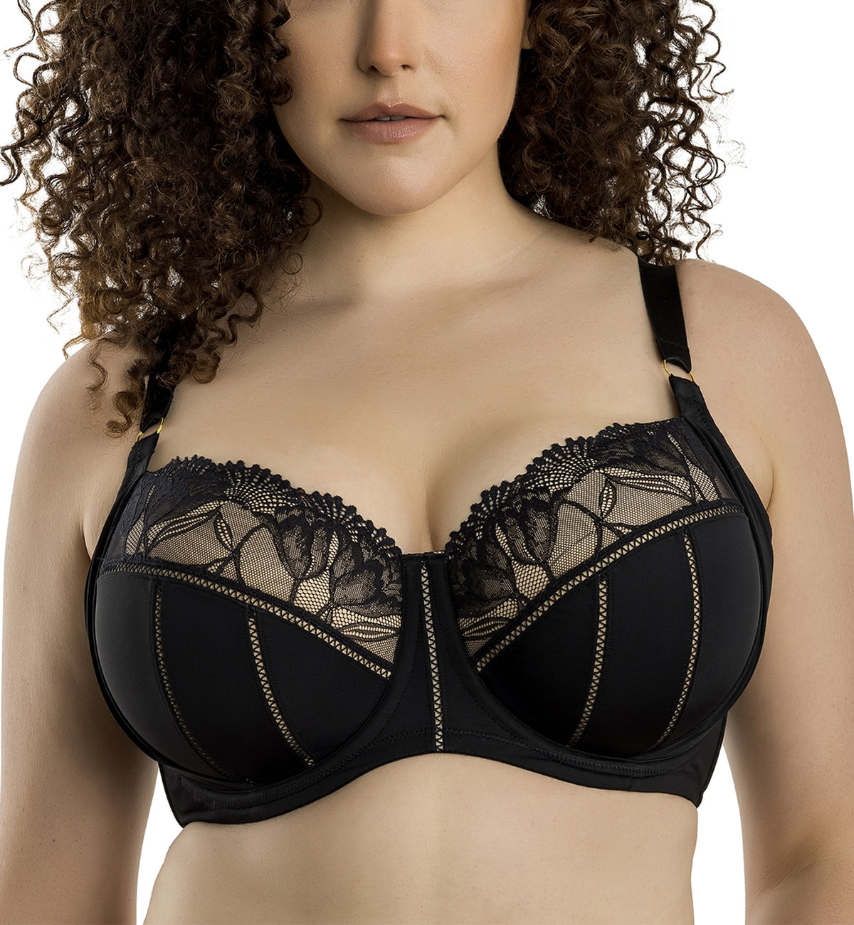 Parfait Charlene Padded Balconette Underwire Bra (P5000),32D,Black - Black,32D