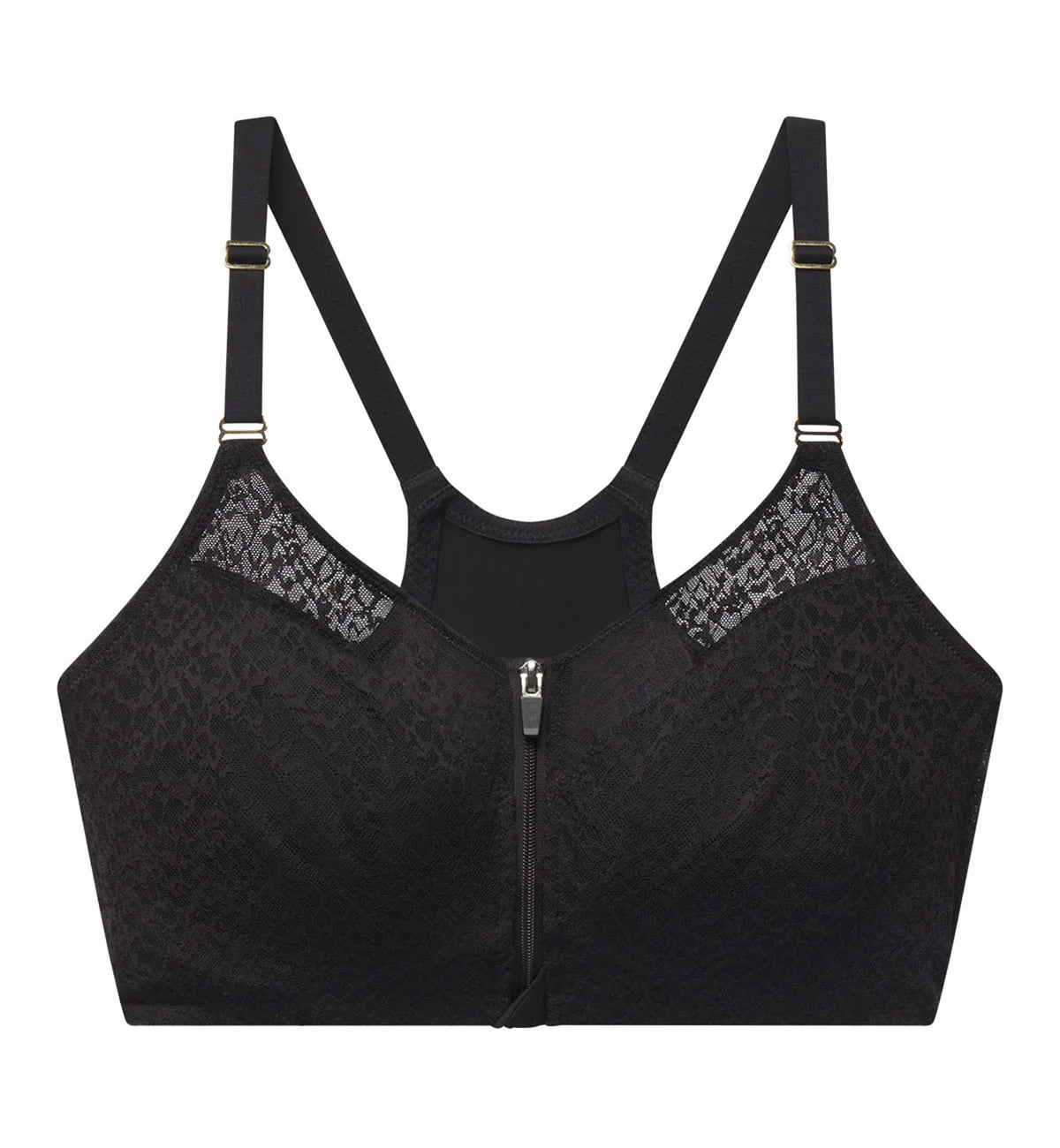 Natori Pretty Smooth Zip Front Pocketed Wireless Bra (760318),XS,Black - Black,XS