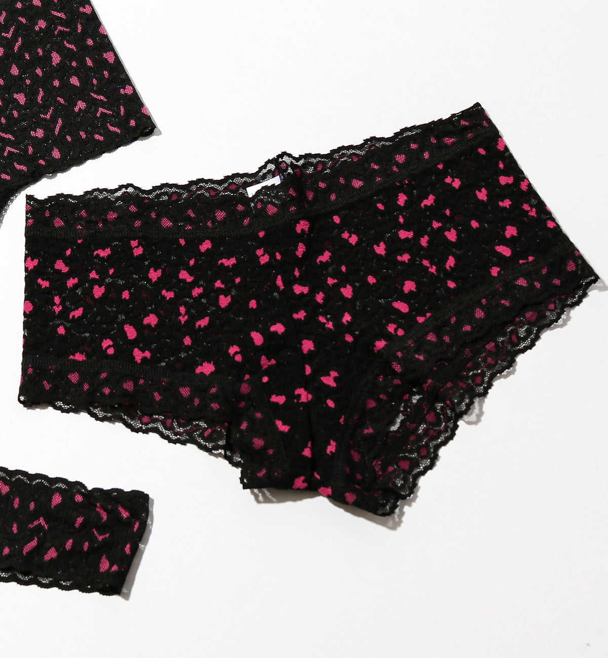 Hanky Panky Cross Dyed Leopard Boyshort (7J1201P),XS,Black/Tulip Pink - Black/Tulip Pink,XS