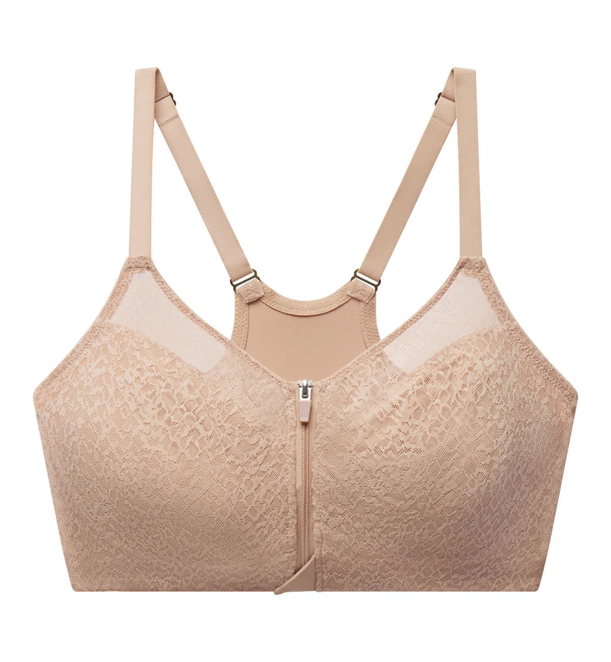 Natori Pretty Smooth Zip Front Pocketed Wireless Bra (760318),XS,Buff - Buff,XS