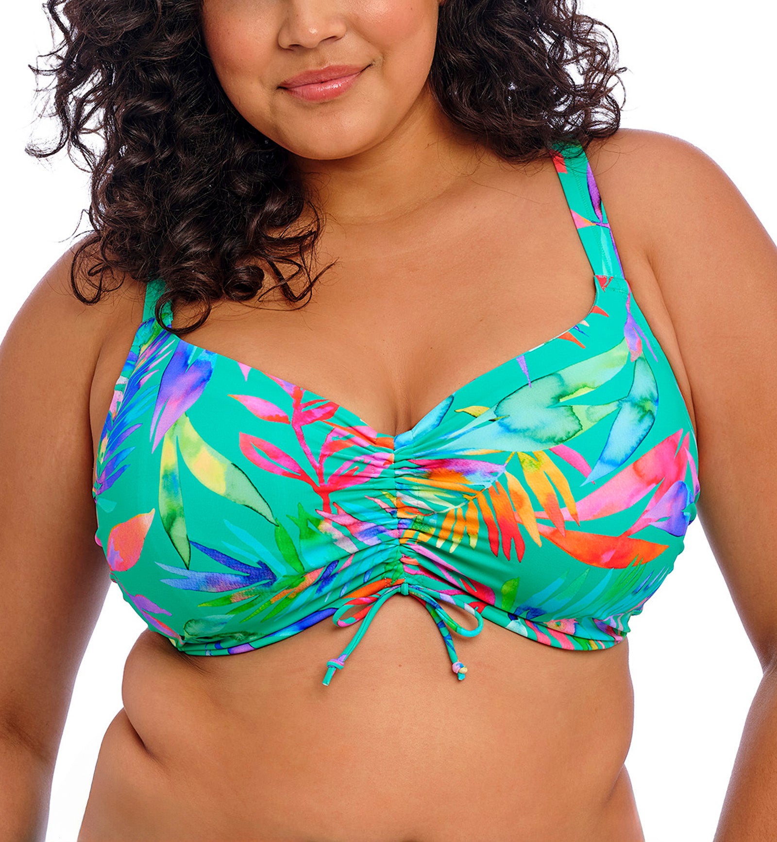 Elomi Toyama Tides Adjustable Crop Top Underwire Bikini (ES802206),34G,Jade - Jade,34G