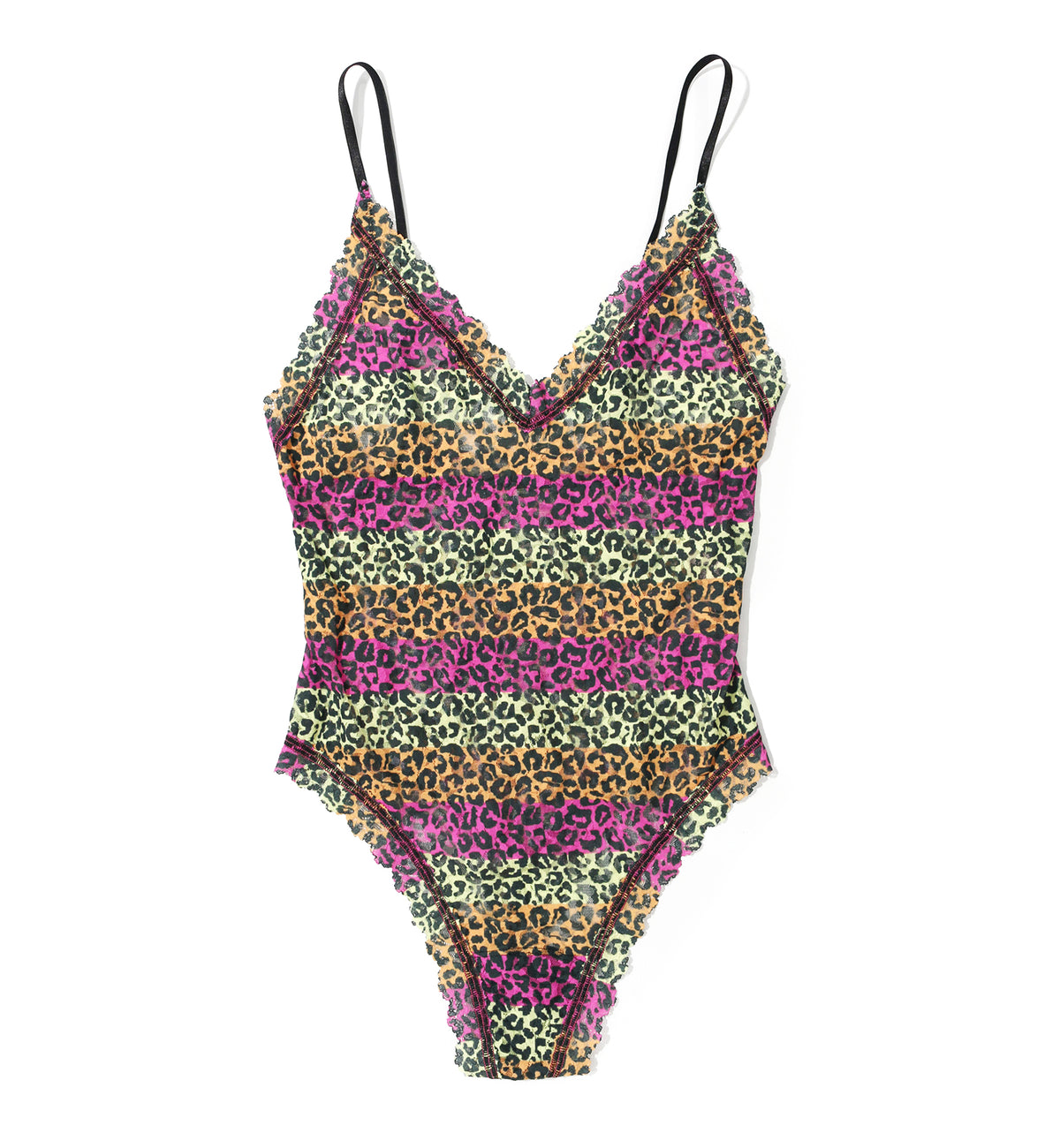 Hanky Panky Signature Lace Printed Thong-Back Bodysuit (PR488451),Small,It's Electric - It's Electric,Small