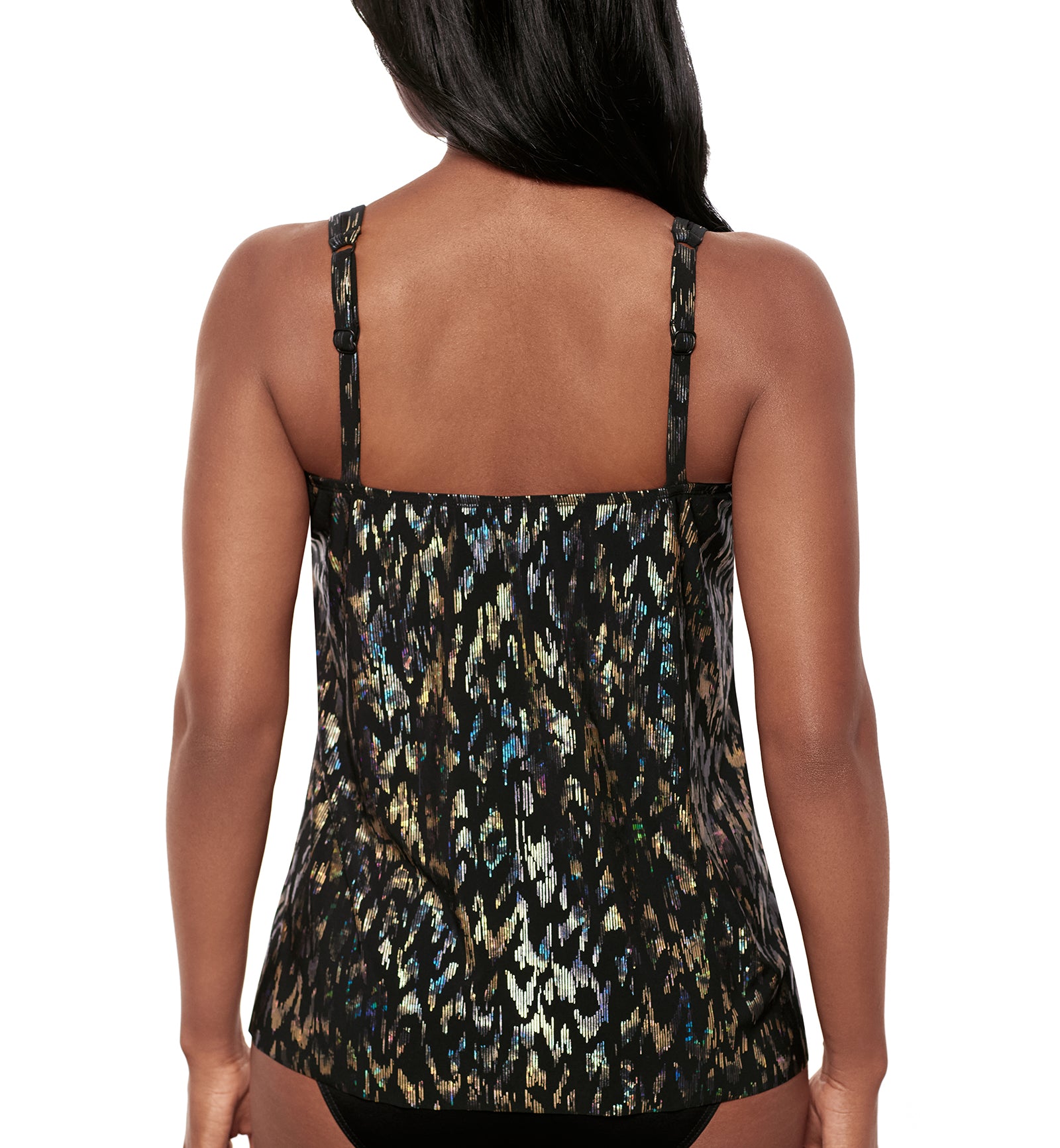 Miraclesuit Sparkle Plenty Mirage Underwire Tankini Top (6566541),10,Black/Multi - Black/Multi,10DD