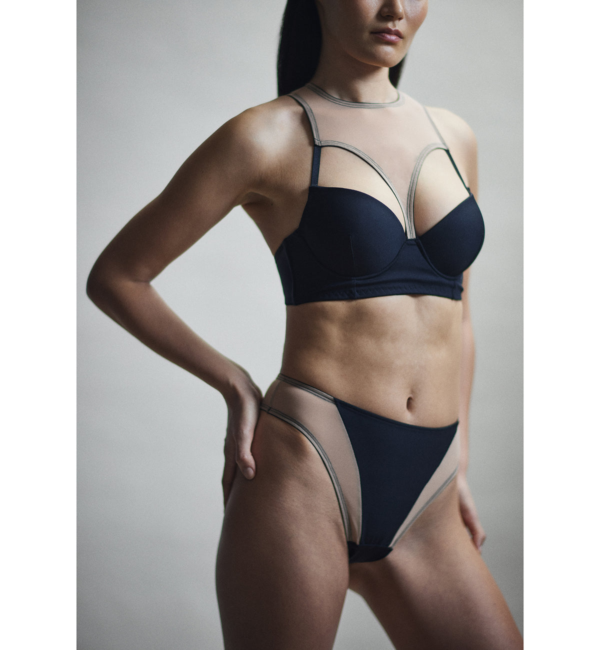 Hanky Panky X Prabal Gurung Cut-Out High Cut Thong (7C1856),XS,Nude/Black - Nude/Black,XS