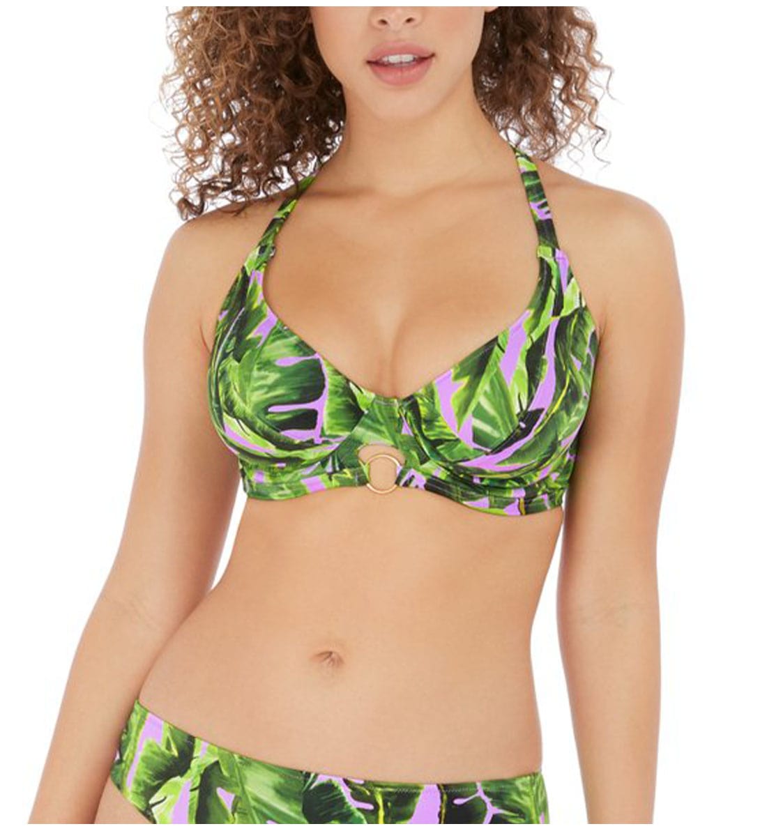 Freya Jungle Oasis Underwire Bikini Top with J-Hook (6840),28E,Cassis - Cassis,28E