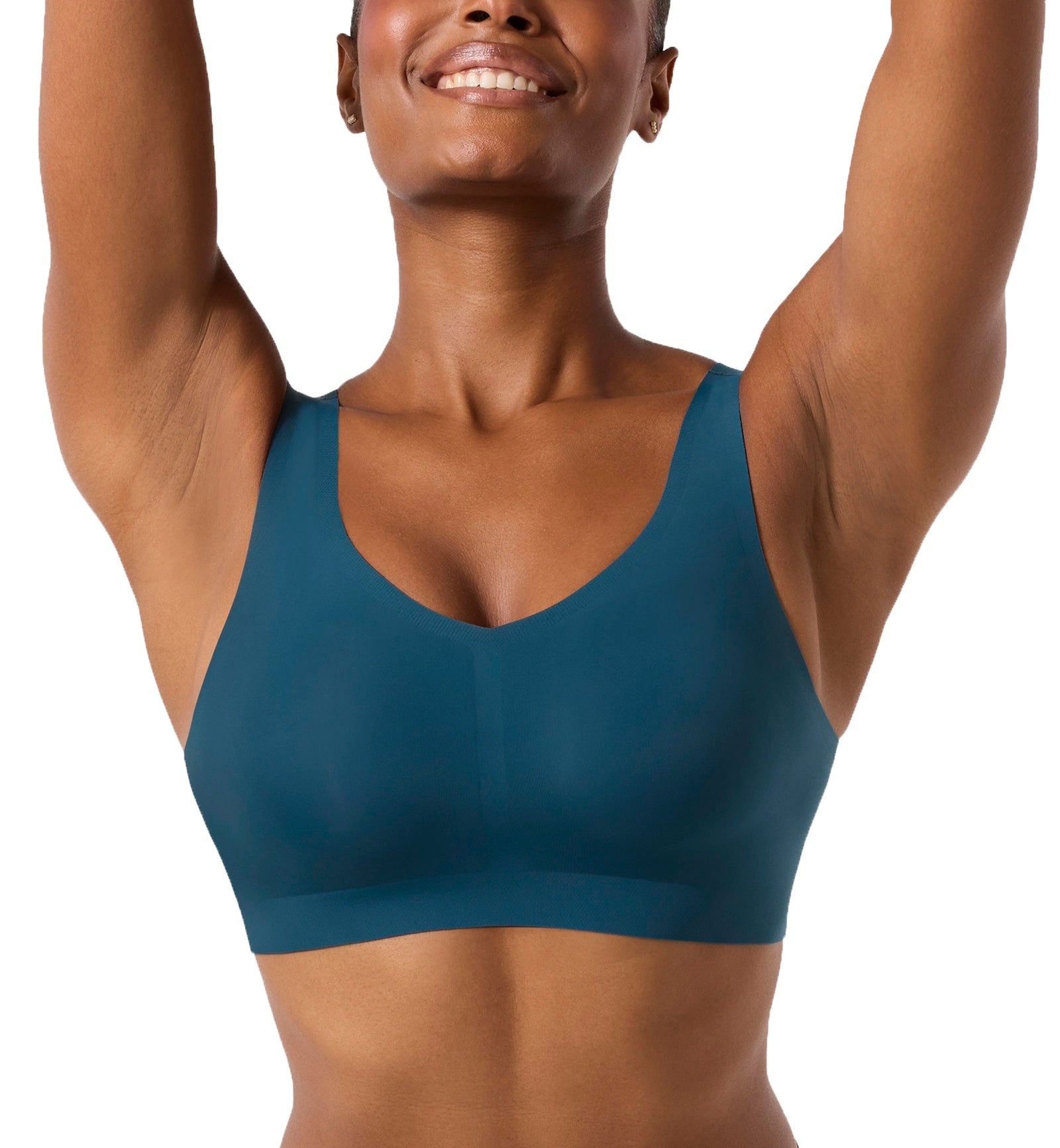 Evelyn & Bobbie DEFY V-Neck Bralette w/ Removable Pads (1833),Small,Deep Tide - Deep Tide,Small
