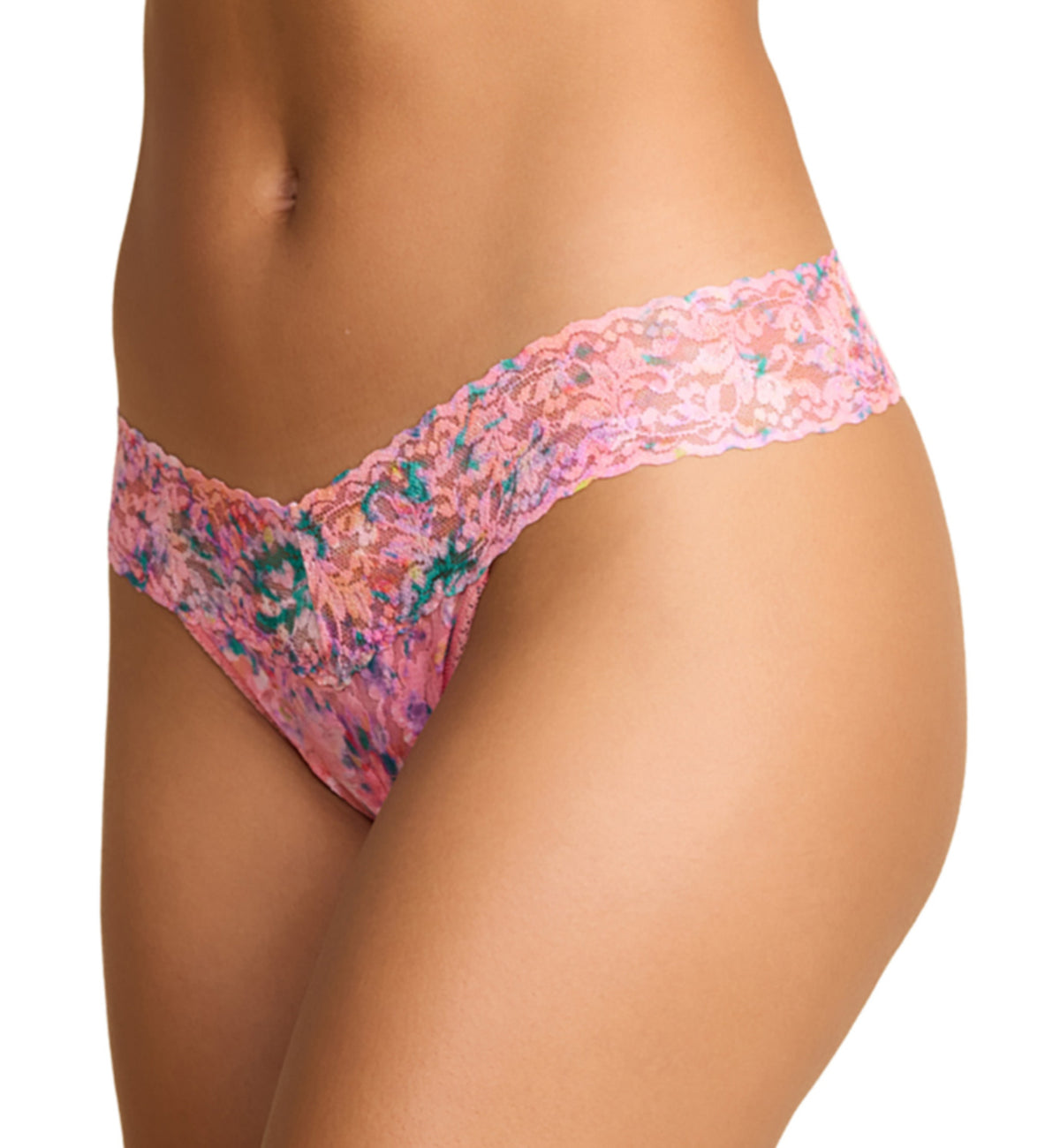 Hanky Panky Signature Lace Printed Low Rise Thong (PR4911P),Blushing Blooms - Blushing Blooms,One Size