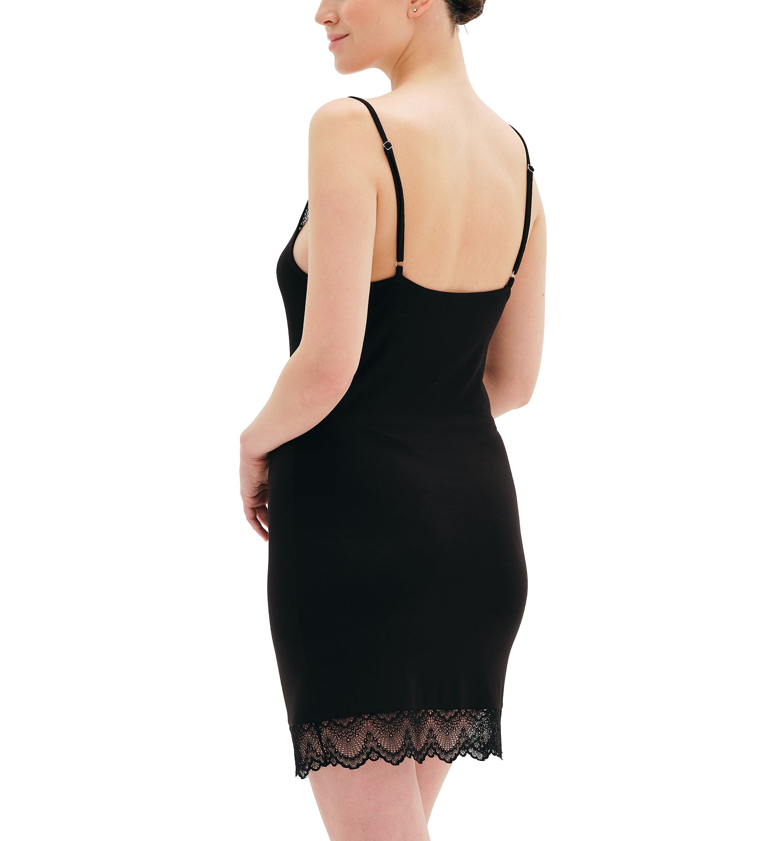 effetto Bamboo Basics Spaghetti Strap Chemise (02104),Small,Black - Black,Small