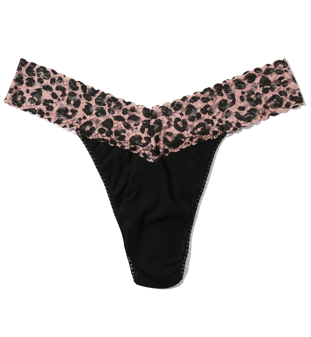 Hanky Panky Cotton-Spandex Original Rise Thong (891802P),Black/Walk On The Wild Side - Black/Walk On The Wild Side,One Size