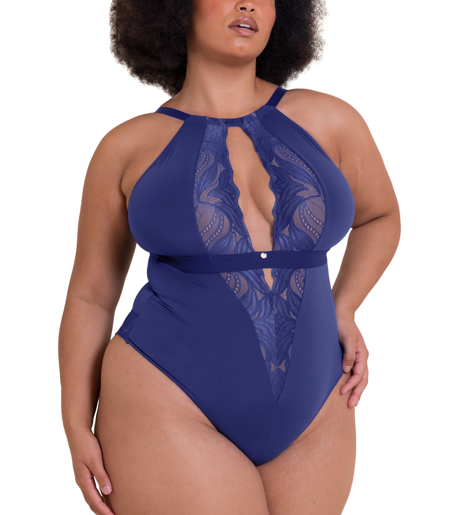 Scantilly by Curvy Kate Indulgence Stretch Lace Body Suit (ST010704),S,Deep Blue - Deep Blue,Small