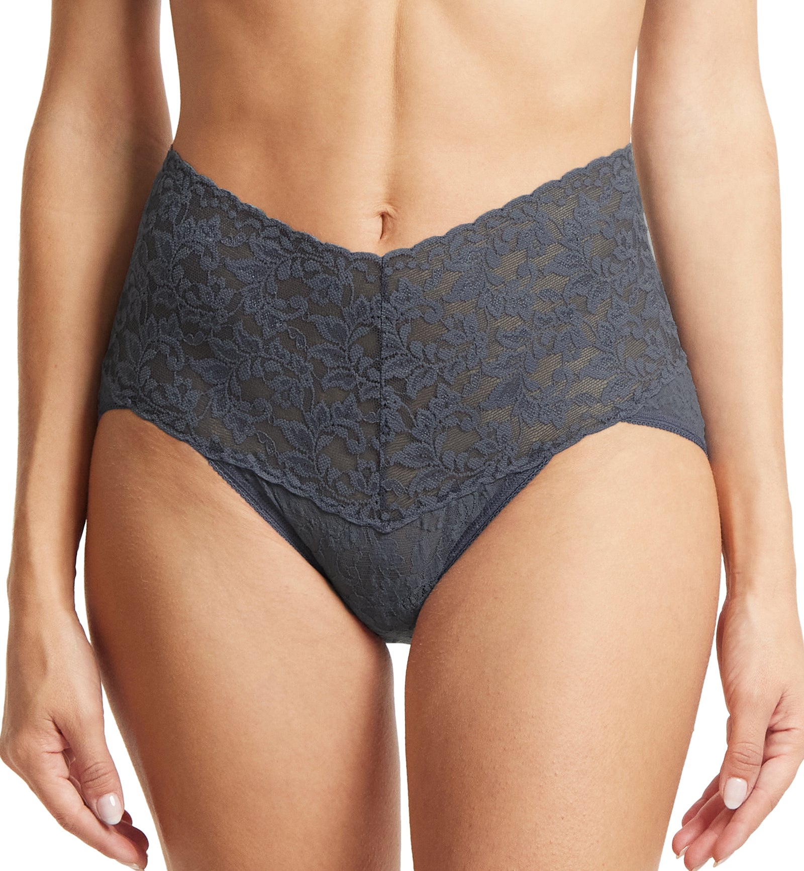 Hanky Panky Retro Lace V-kini (9K2124),Small,Granite - Granite,Small