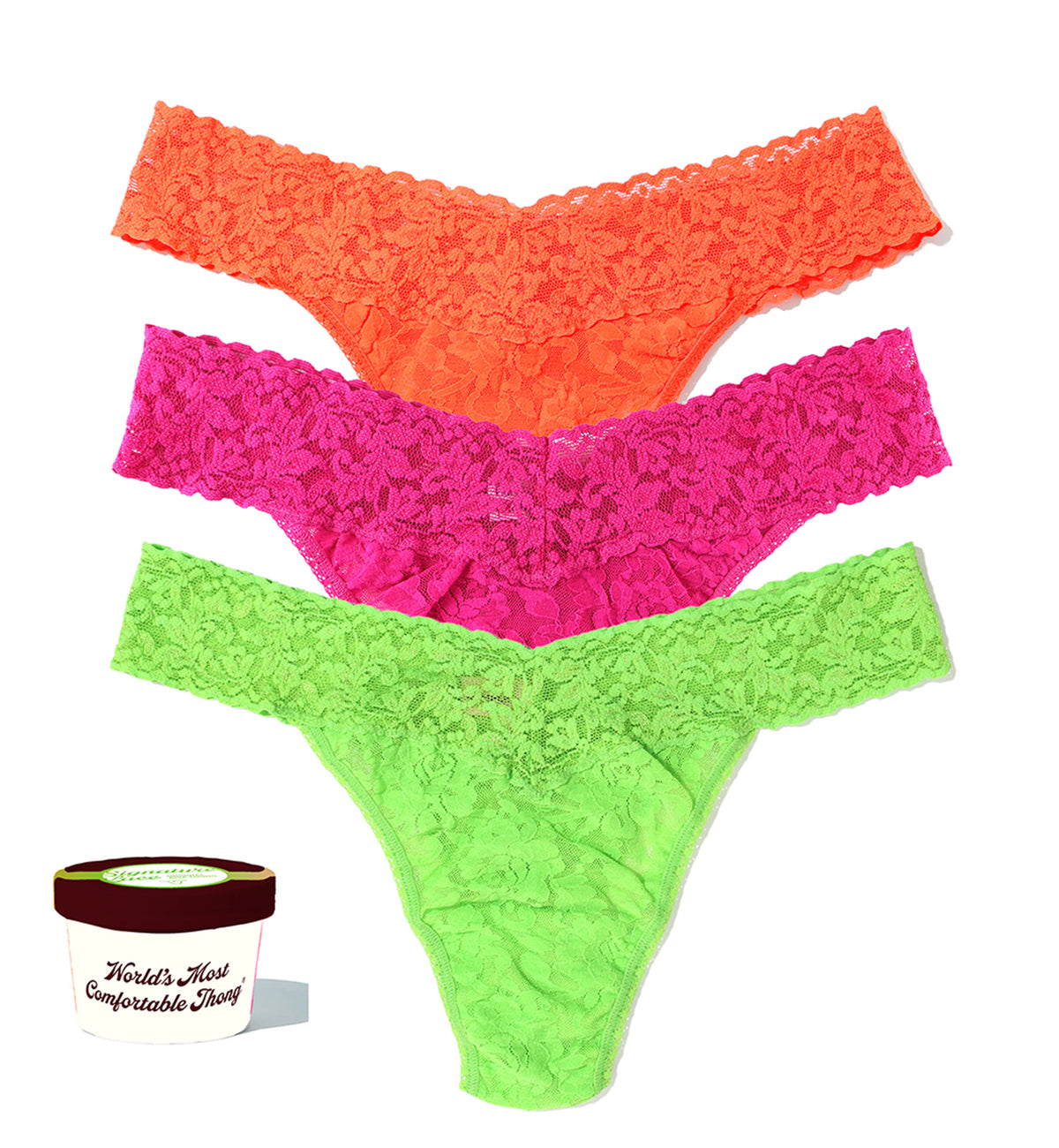 Hanky Panky 3-PACK Signature Lace Original Rise Thong (48113PK),ICF3 - ICF3,One Size