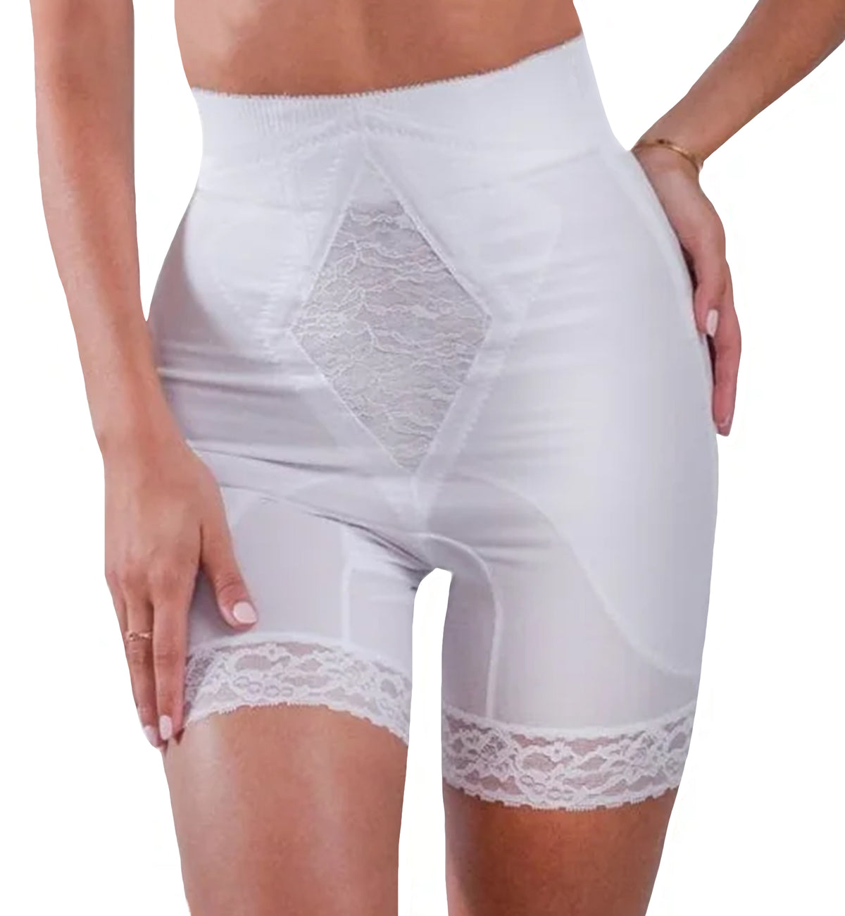 Rago Medium Control High Waist Long Leg Shaper (6206),Small,White - White,Small