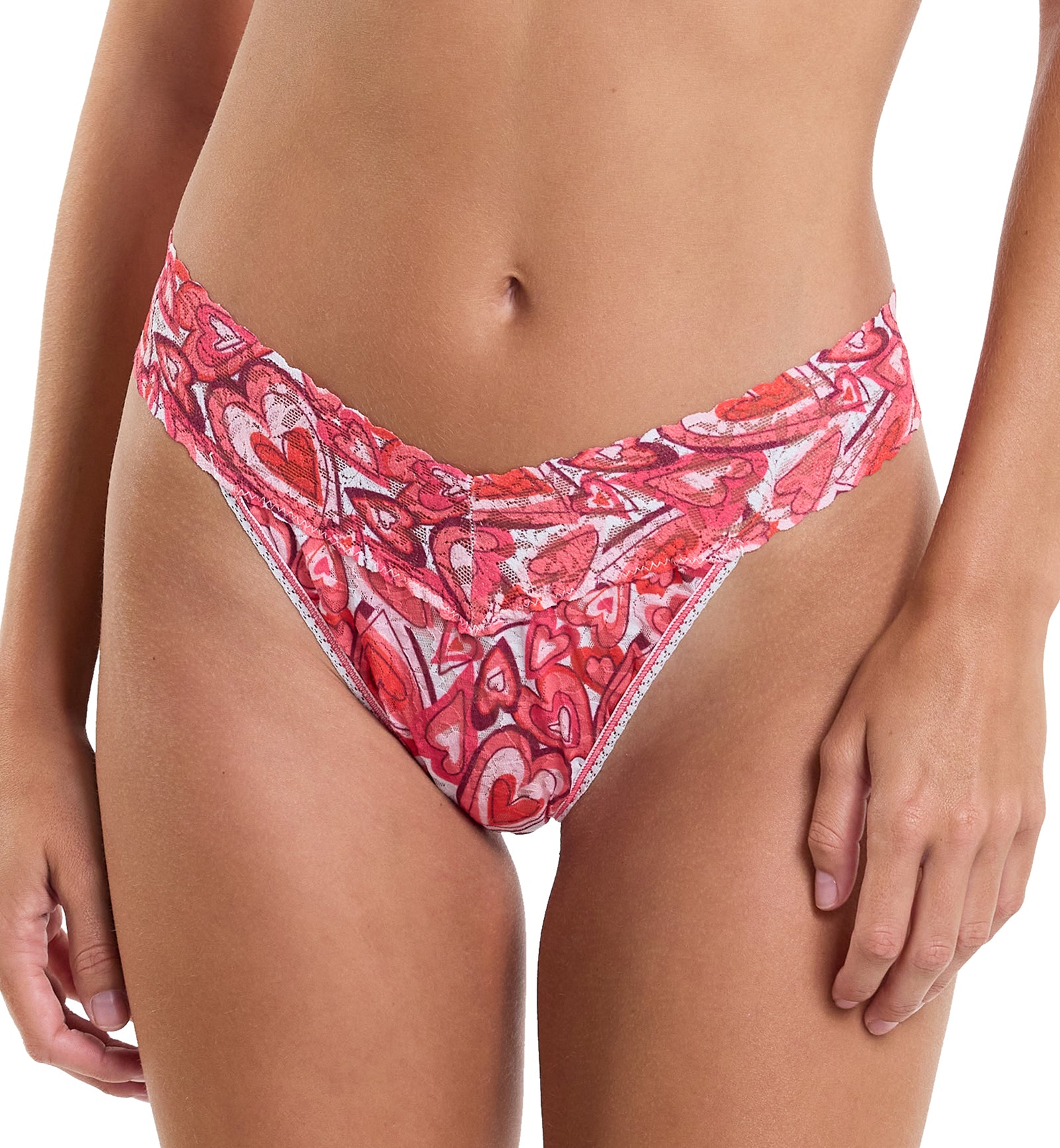 Hanky Panky Signature Lace Printed Original Rise Thong (PR4811P),Lots Of Love - Lots Of Love,One Size