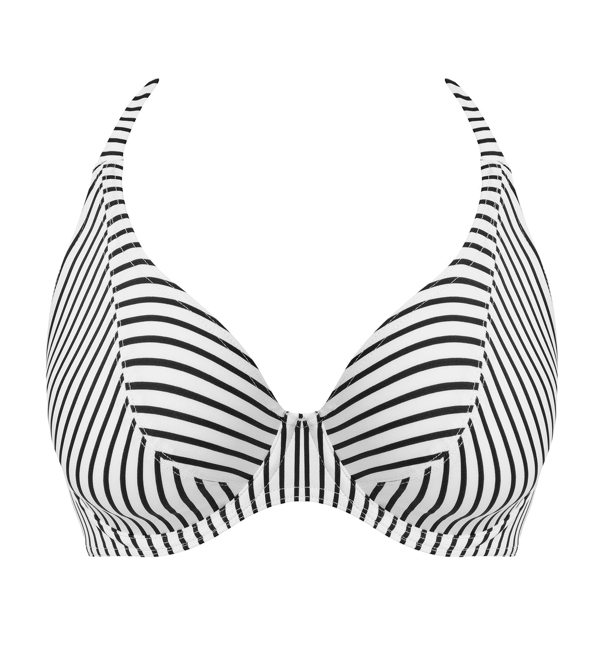 Freya Jewel Cove Banded Underwire Halter Bikini Top (7232),28F,Stripe Black - Stripe Black,28F