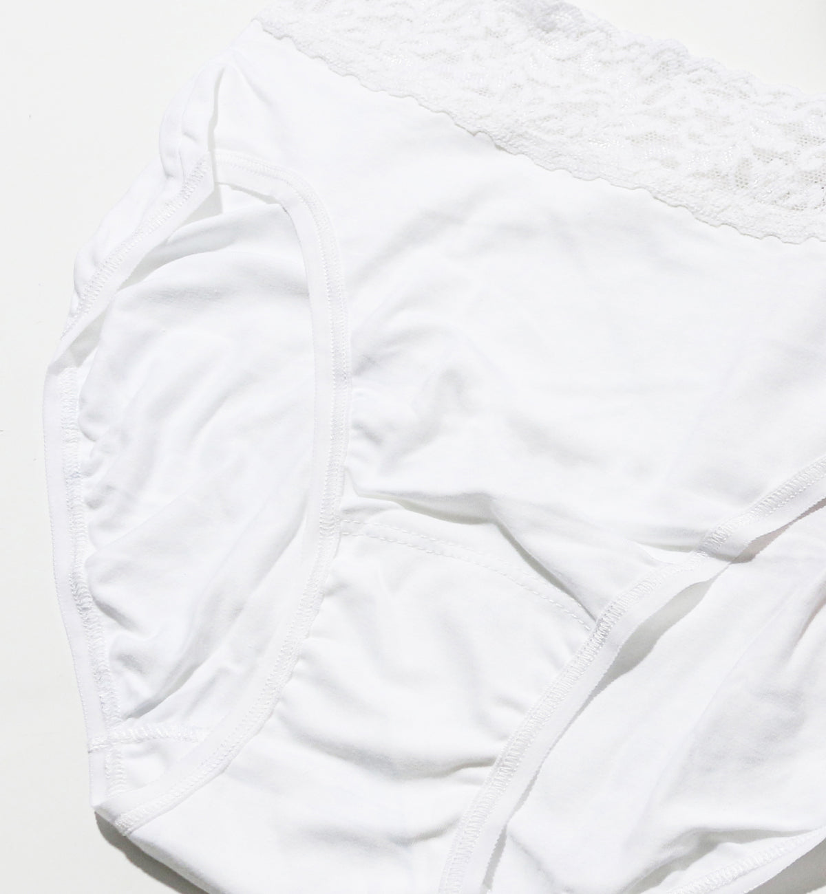 Hanky Panky Cotton French Brief with Lace (892461),Small,White - White,Small