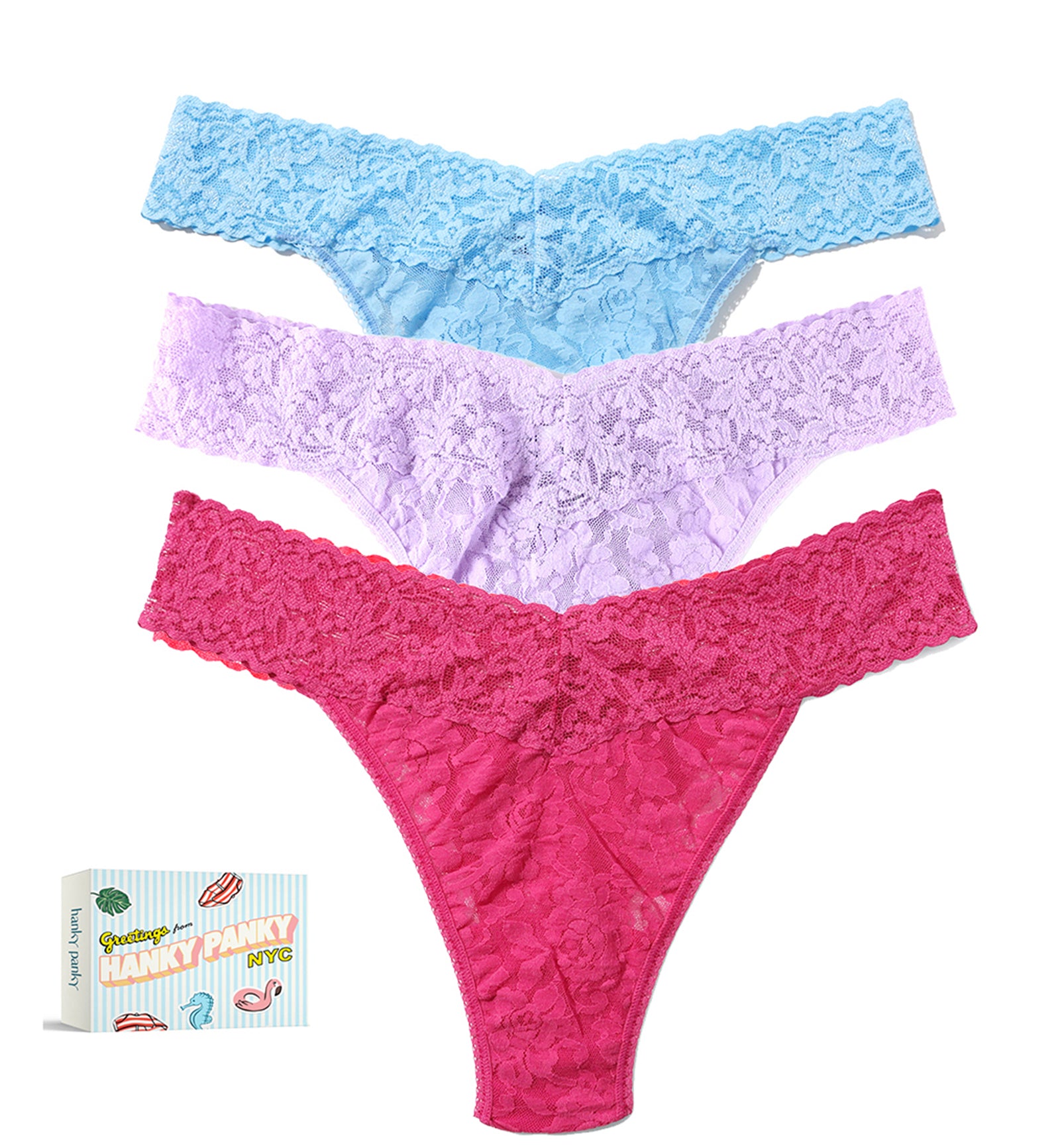 Hanky Panky 3-PACK Signature Lace Original Rise Thong (48113PK),PCLC - PCLC,One Size