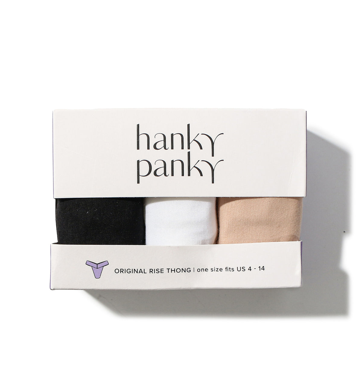 Hanky Panky 3-PACK Cotton Original Rise Thong (8918013PK),Black/White/Chai - Black/White/Chai,One Size
