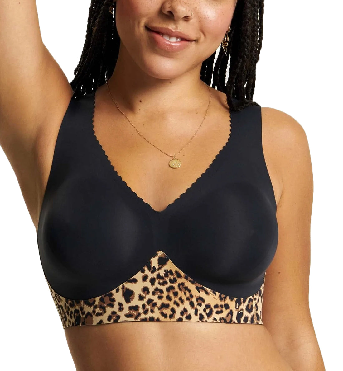 Evelyn & Bobbie EVELYN Deep V-Neck Bralette (1834),Small,Leopard - Leopard,Small