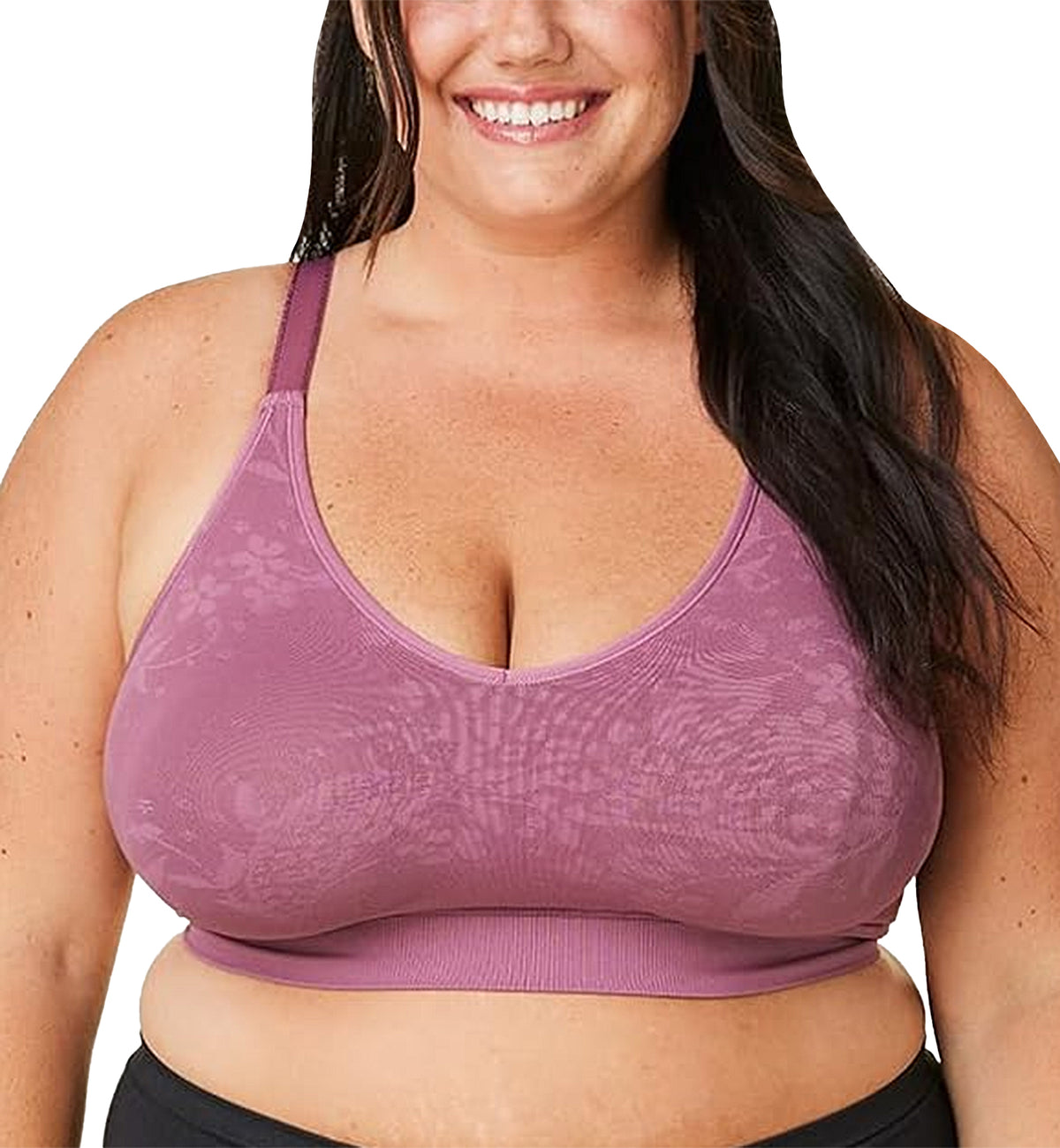 BRAVADO! DESIGNS Everyday Sculpt FULL CUP Wire-Free Bra (11045FC),Large FC,Berry Jacquard - Berry Jacquard,Large-Full Cup
