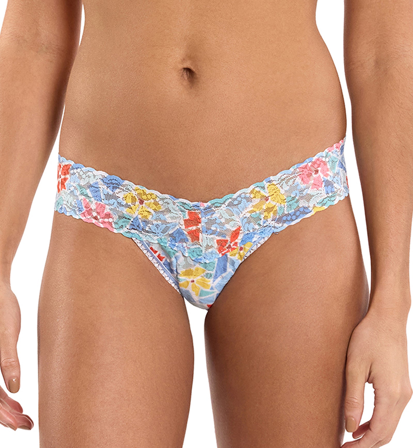 Hanky Panky Signature Lace Printed Low Rise Thong (PR4911P),Floral Mosaic - Floral Mosaic,One Size