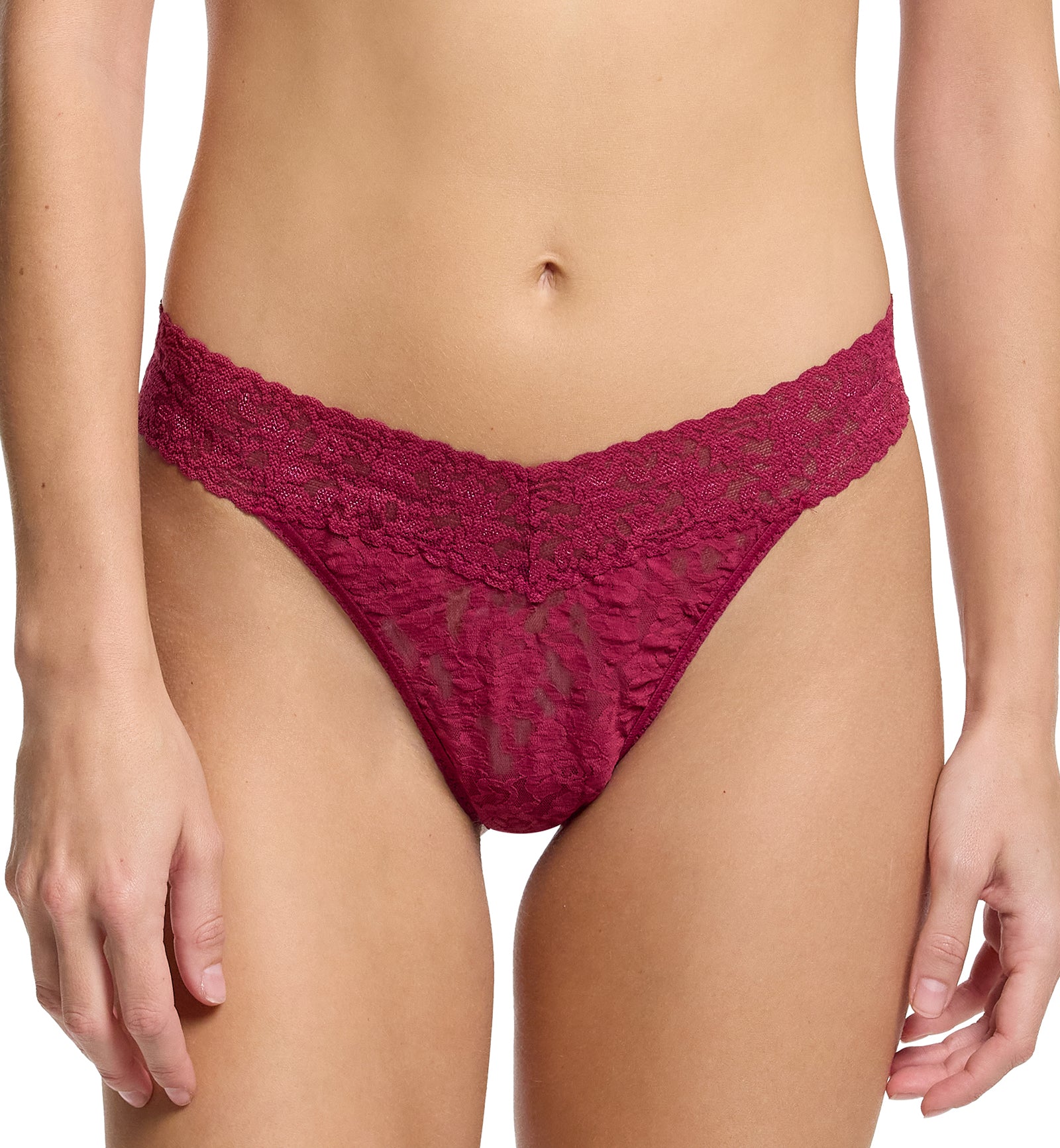 Hanky Panky Signature Lace Original Rise Thong (4811P),Merlot - Merlot,One Size