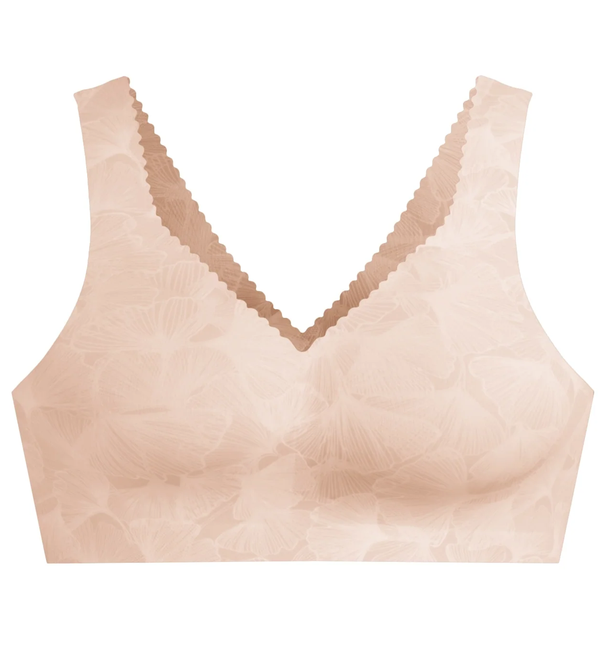 Evelyn & Bobbie EVELYN Deep V-Neck Bralette (1834),Small,Champagne Ginkgo - Champagne Ginkgo,Small