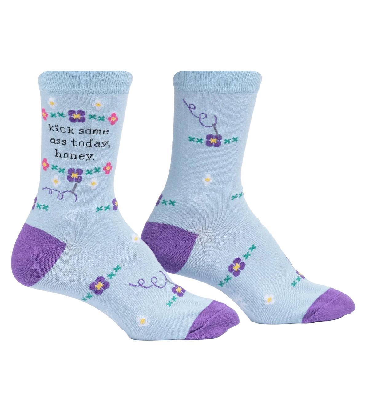 SOCK it to me Women's Crew Socks (W0409),Kick Some Ass Today - Kick Some Ass Today,One Size