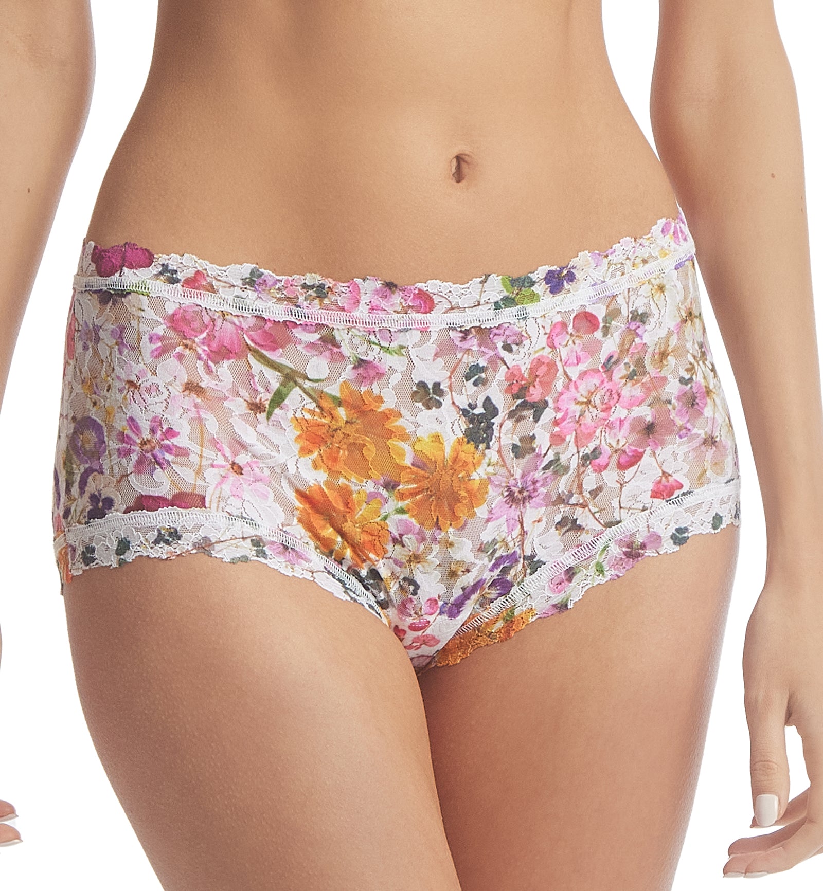 Hanky Panky Signature Lace High Rise Printed Boyshort (PR481292),XS,Pressed Bouquet - Pressed Bouquet,XS