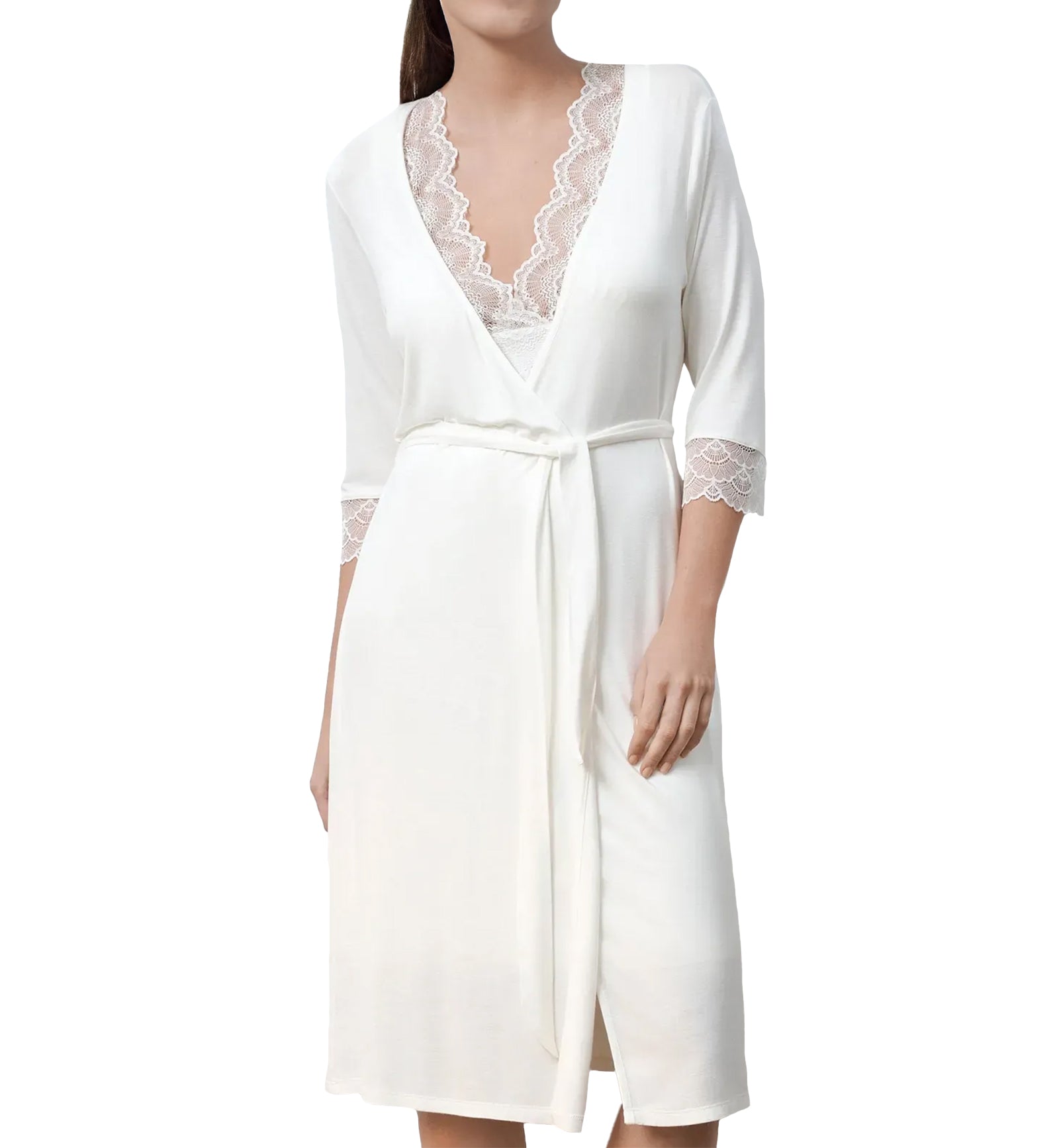 effetto Bamboo Basics 3/4 Sleeve Robe (02105),Small,Ivory - Ivory,Small