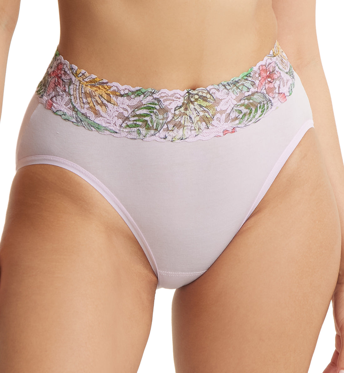 Hanky Panky Cotton-Spandex French Brief (892441),Small,Island Pink/Lovely Leaves - Lovely Leaves,Small