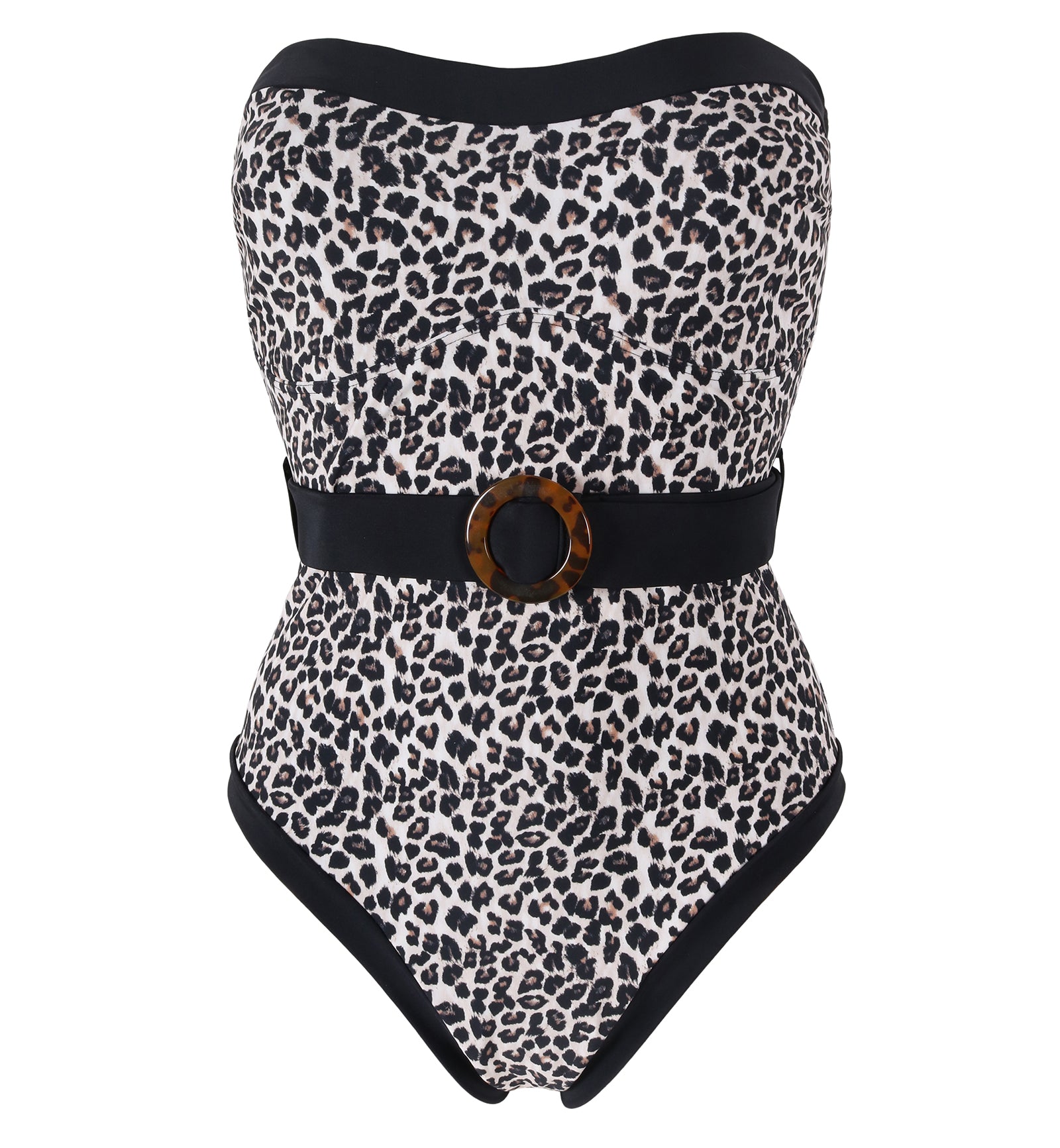 Pour Moi Removable Straps Belted Control Swimsuit (PM1414),Small,Leopard - Leopard,Small