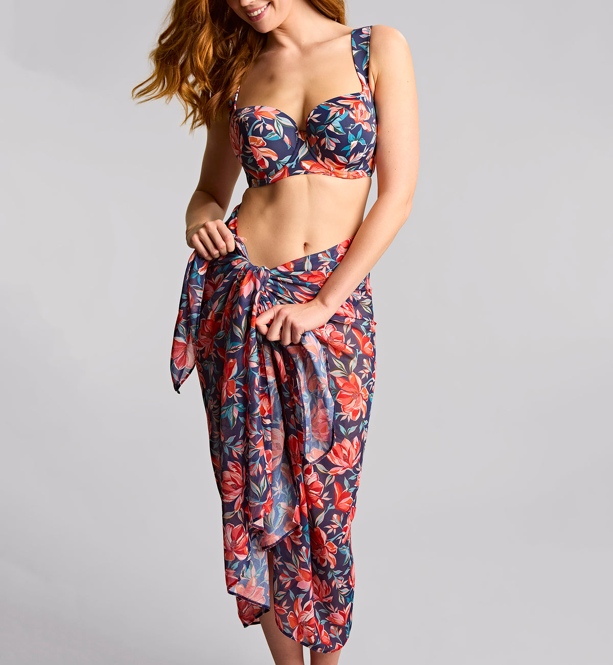 Panache Ashley Bandeau Underwire Bikini Top (SW2063),30E,Liliflora - Liliflora,30E