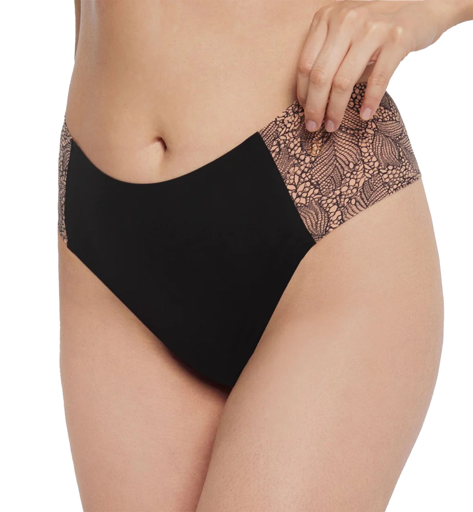 Evelyn & Bobbie High-Waisted Thong (1703),US 0-14,Black Lace - Black Lace,US 0 - 14