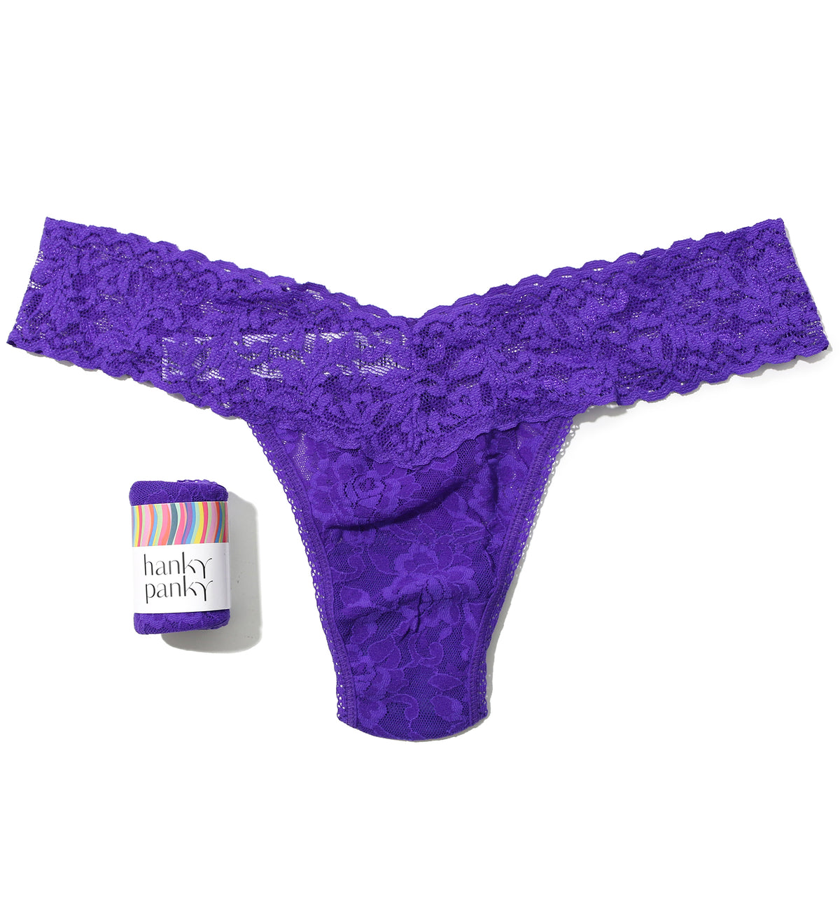 Hanky Panky Signature Lace Low Rise Thong (4911P),Majestic Purple - Majestic Purple,One Size