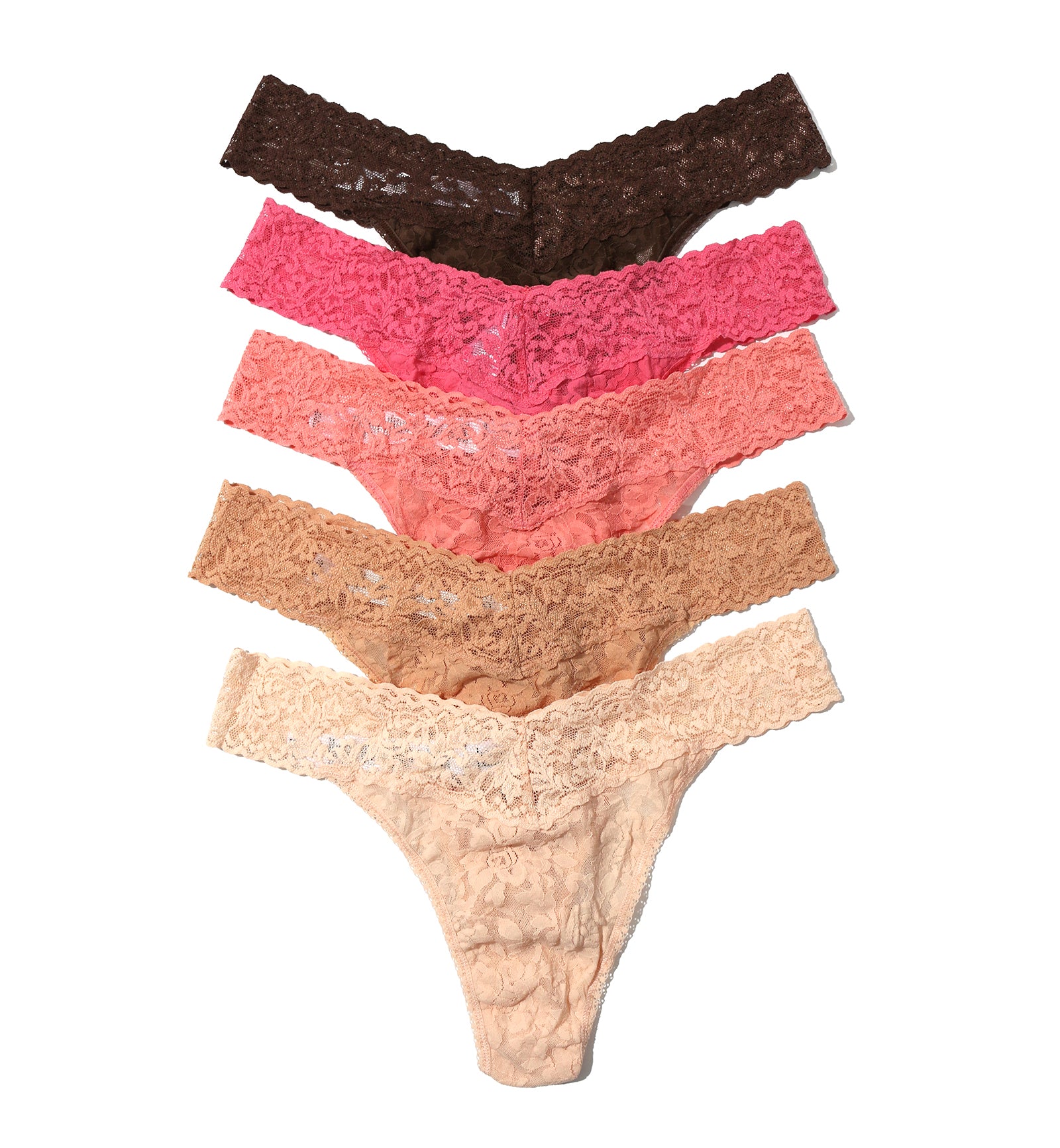 Hanky Panky 5-PACK Signature Lace Original Rise Thong (48115PK),Sea Finds - Sea Finds,One Size
