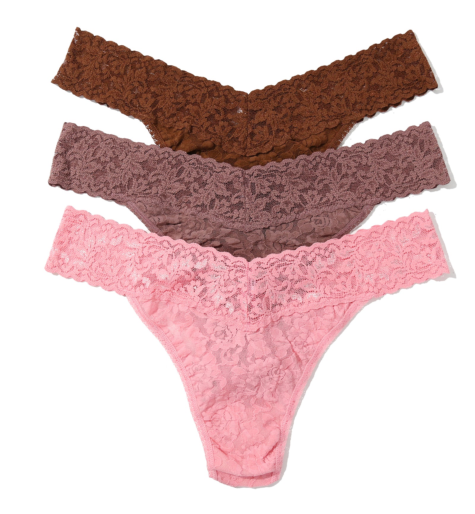 Hanky Panky 3-PACK Signature Lace Original Rise Thong (48113PK),Outline - Outline,One Size