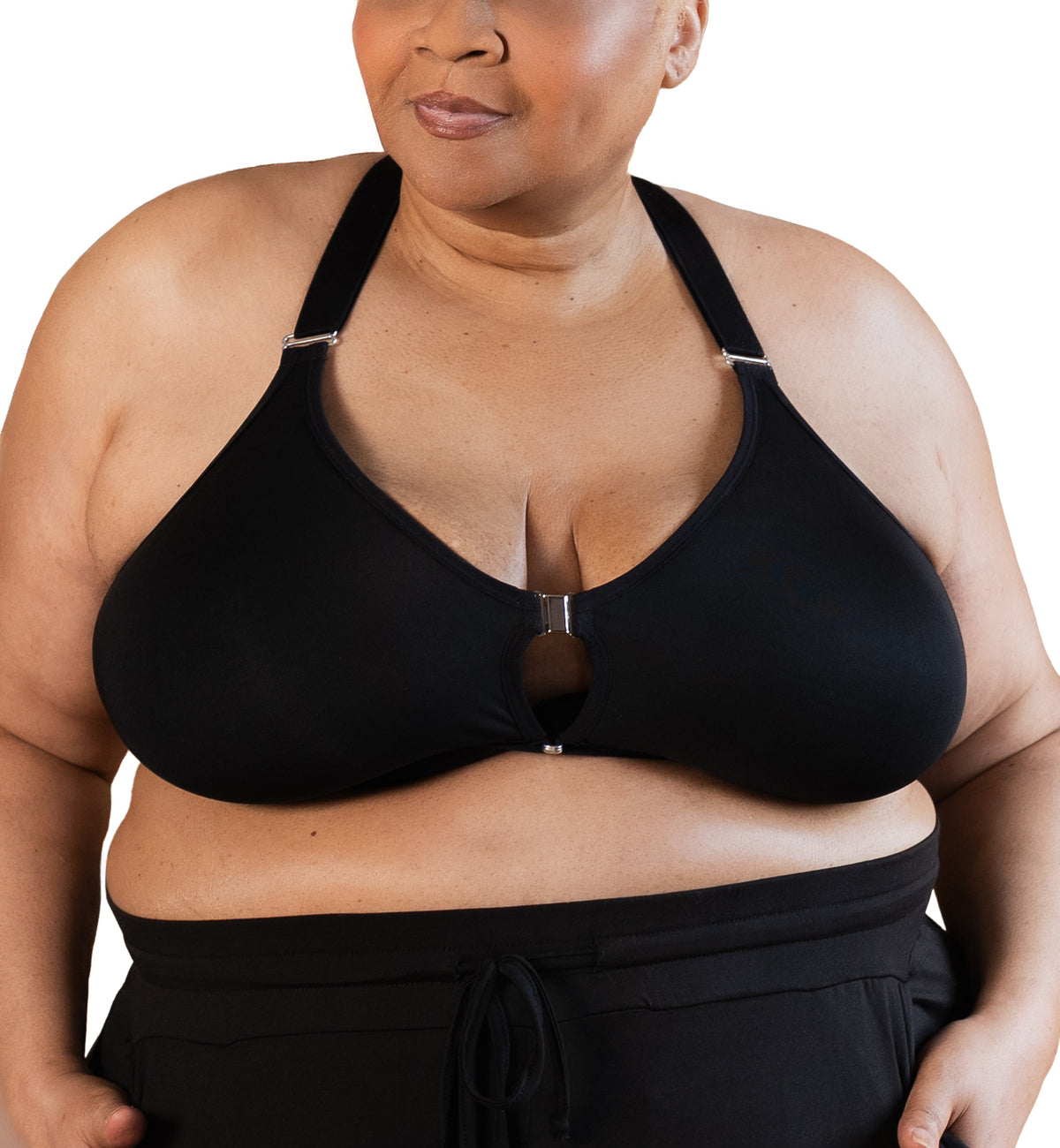 Springrose Goddess Lift Wireless Front Closure Mobility Bra (GODDESS),32-34 DD-F,Black - Black,32-34 DD-F