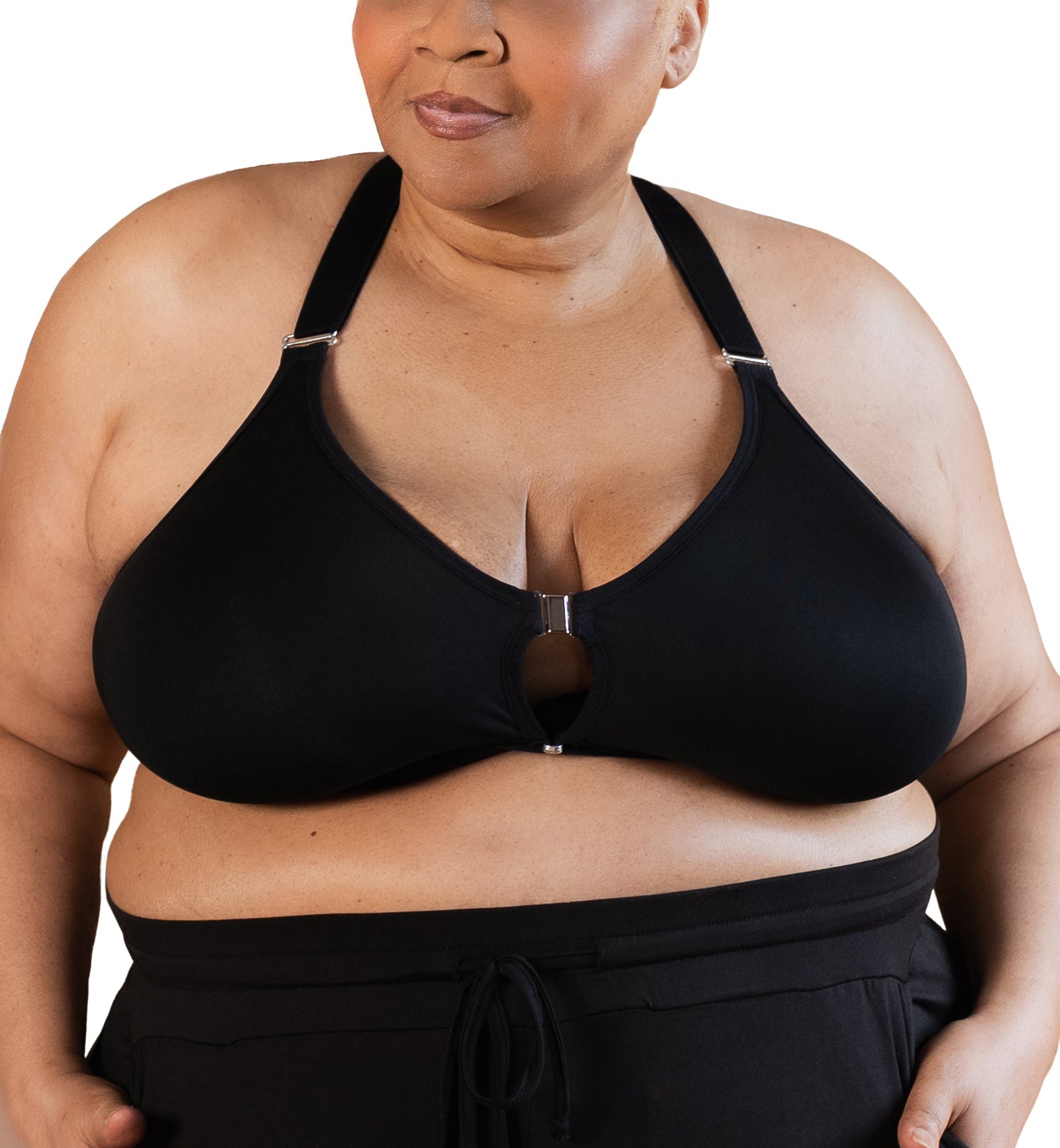 Springrose Goddess Lift Wireless Front Closure Mobility Bra (GODDESS),32-34 DD-F,Black - Black,32-34 DD-F
