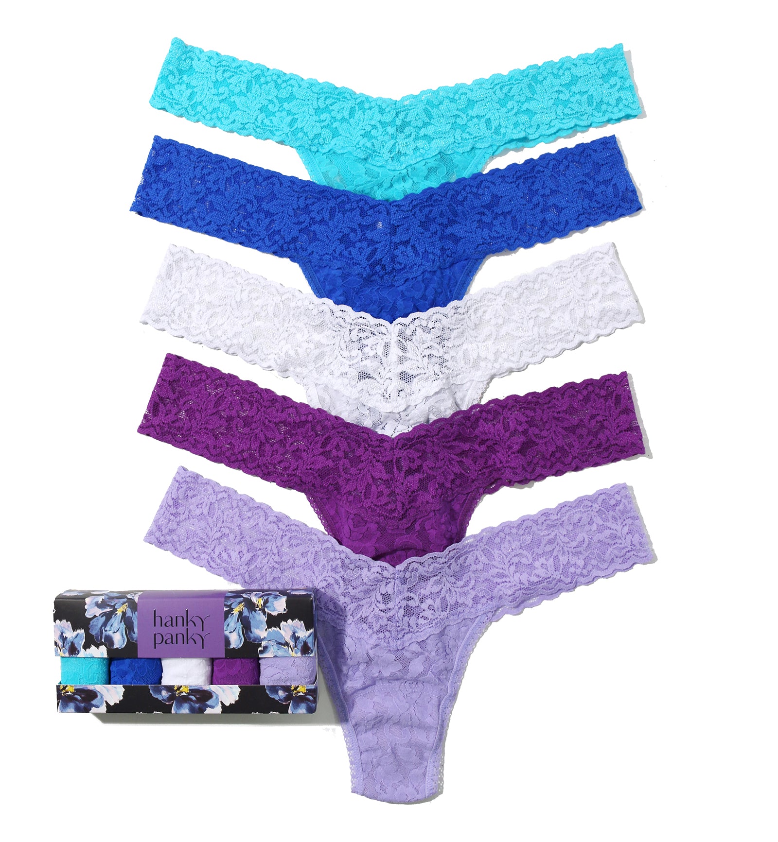 Hanky Panky 5-PACK Signature Lace Low Rise Thong (49115PK),Nightfall - Nightfall,One Size