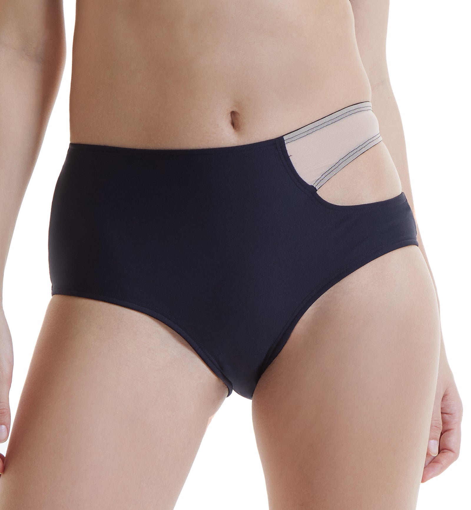 Hanky Panky X Prabal Gurung Cut-Out High Cut Brief (7C2466),XS,Nude/Black - Nude/Black,XS