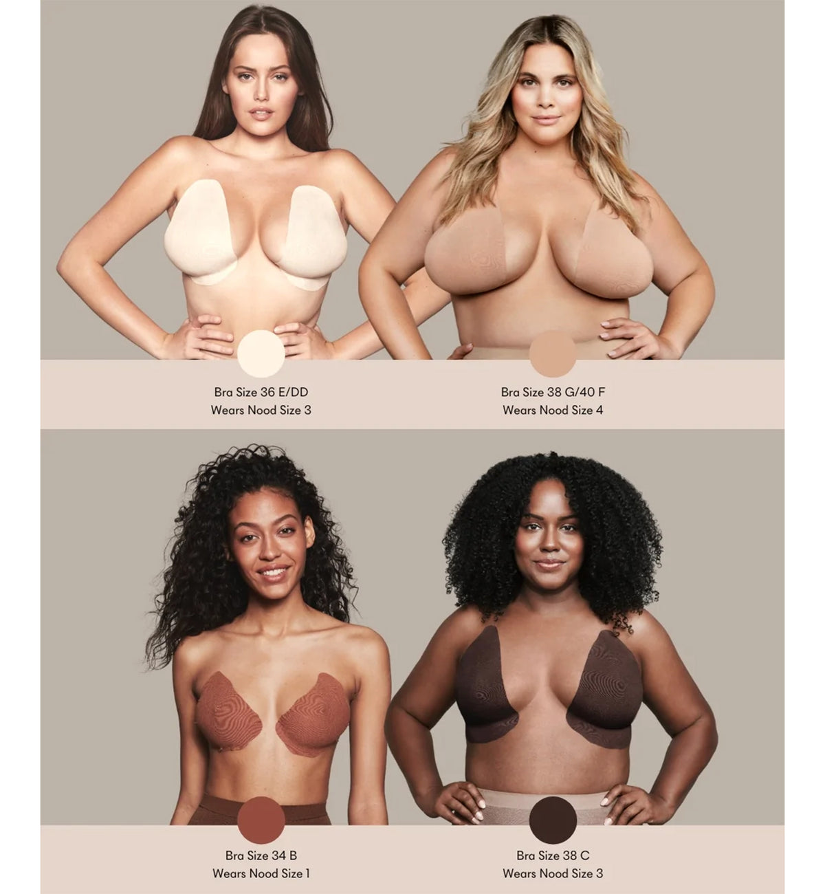 NOOD Game Changer Lift & Shape Adhesive Bra (4 pack) Size 1,Bronze - Nood 7,Size 1