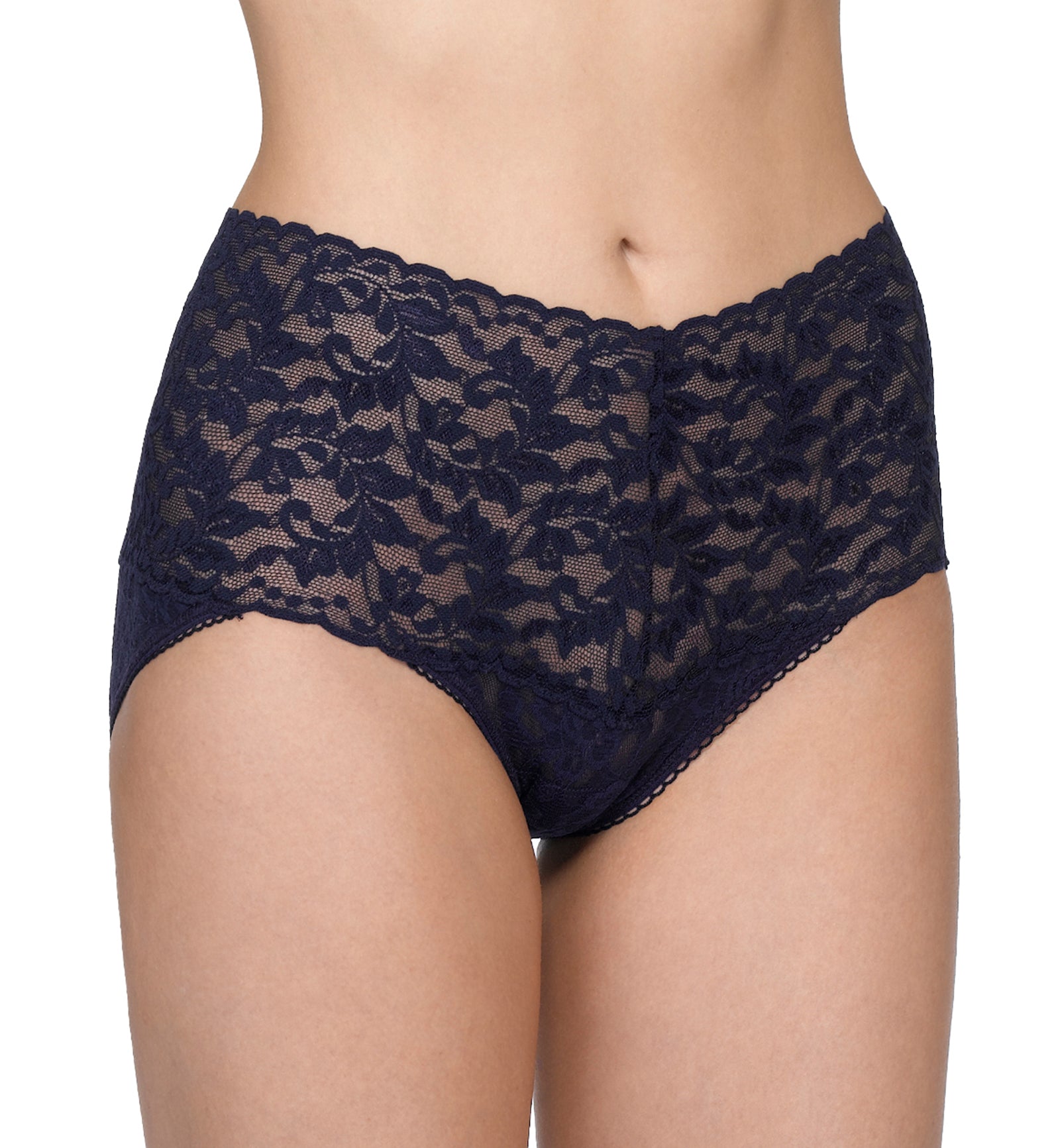 Hanky Panky Retro Lace V-kini (9K2124),Small,Navy - Navy,Small