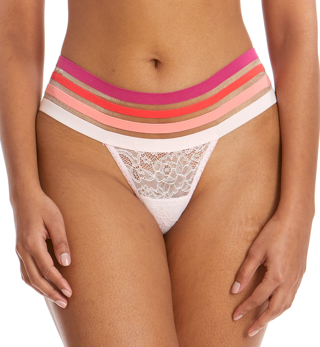Hanky Panky Sunset Stripe Modern Low Rise Thong (6G1312),XS/S,Rosy Peach - Rosy Peach,XS/S